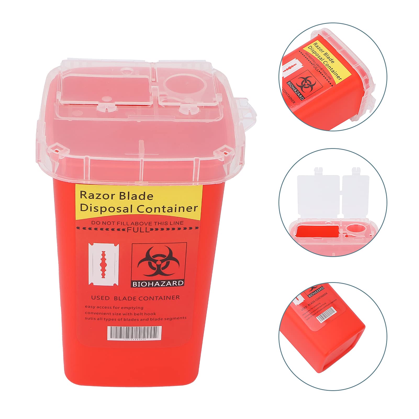 Ubersweet® Non-Toxic Needle Disposal Container Box - Safe Sharps Disposal for Beauty Salon, Hair Salon & Tattoo Studio - Red | Professional Medical Waste Solution for Acupuncture, Piercing & Cosmetic Procedures