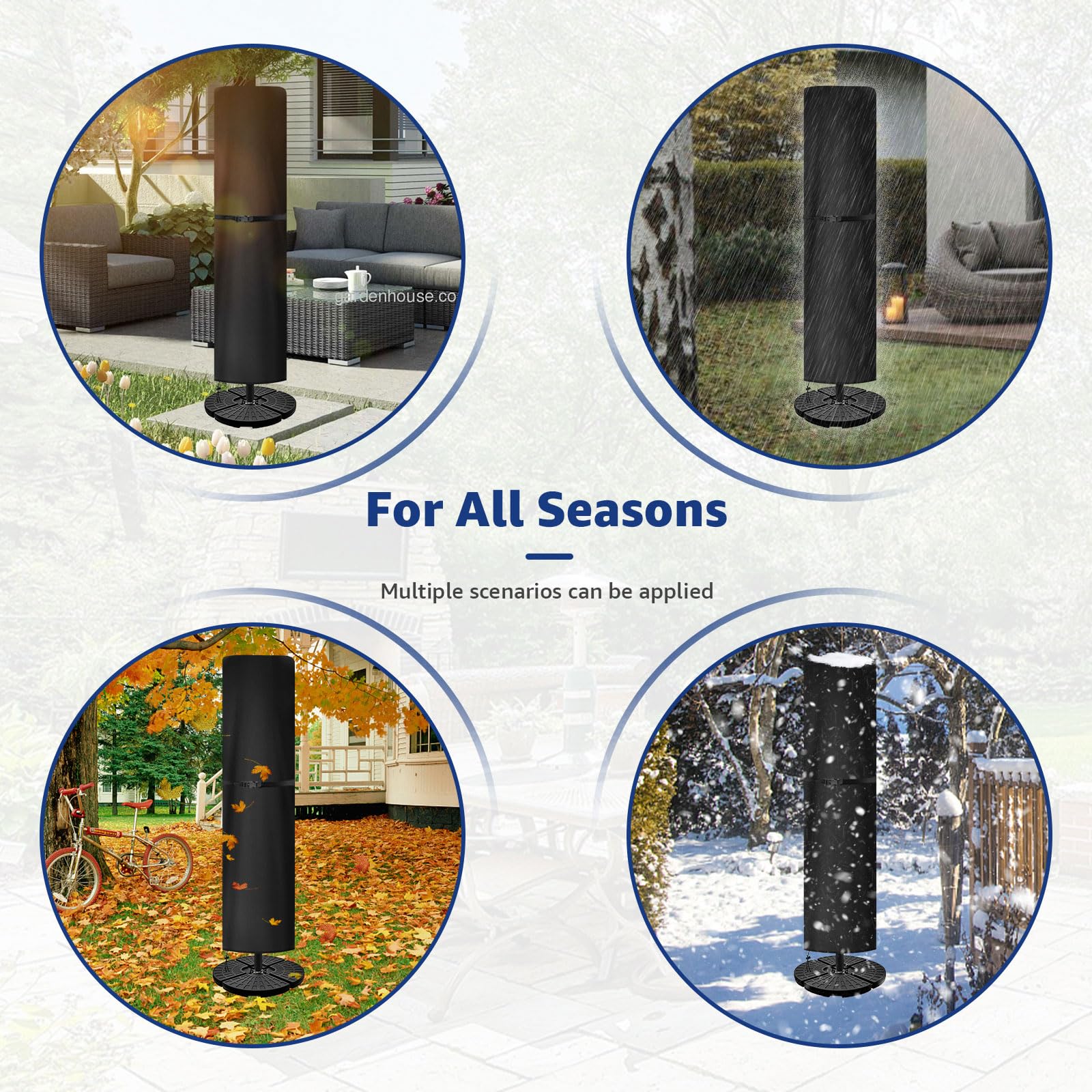 Waterproof 420D Cantilever Umbrella Cover for 9-11ft Outdoor Offset Umbrellas - Snowproof Zippered Winter Protection (Black) | Perfect for Patio, Garden, Poolside & Backyard Market Umbrella Protection