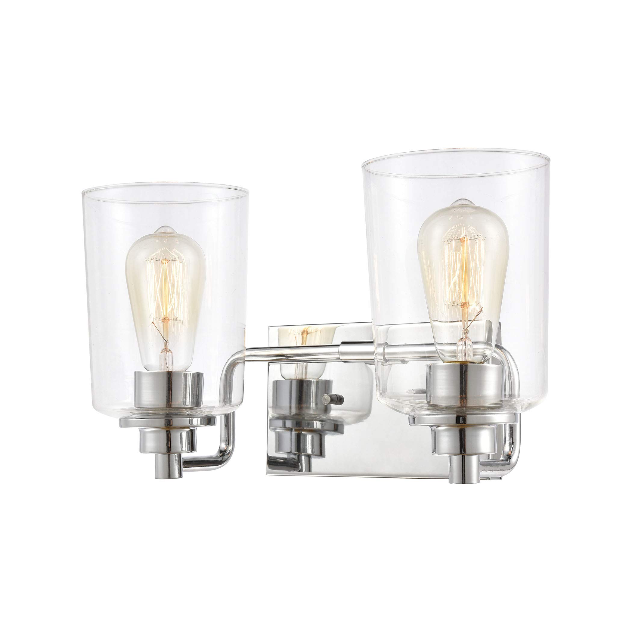 Robins 2-Light Bathroom Vanity Light Fixture - Polished Chrome Finish with Clear Glass Shades - Perfect for Bathroom, Powder Room & Dressing Room Lighting