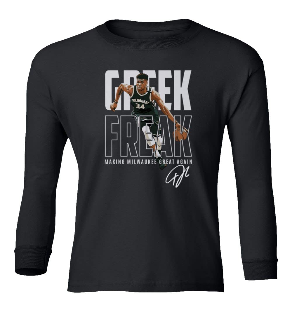 Milwaukee Bucks Giannis Antetokounmpo Youth Basketball Jersey - Long Sleeve Fan T-Shirt for Boys & Girls - Perfect for Game Day, School, and Sports Events