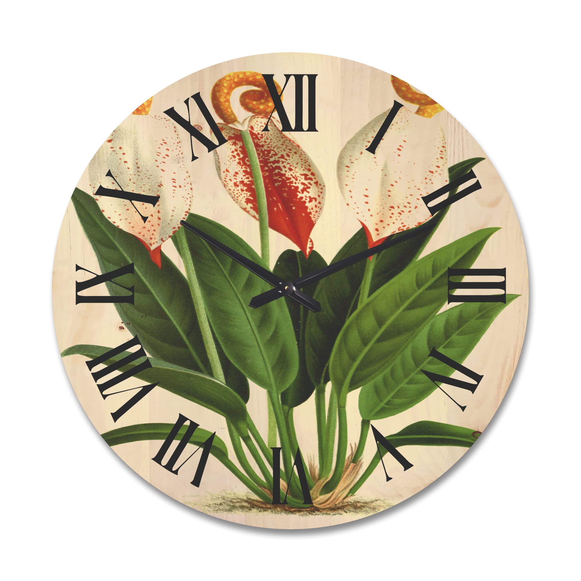 Vintage Wildflowers Farmhouse Wood Wall Clock - Large Decorative Floral & Botanical Wall Clock - Oversized Rustic Wooden Clock for Living Room, Bedroom, Kitchen Decor - Perfect for Home, Office & Farmhouse Style Interior Design