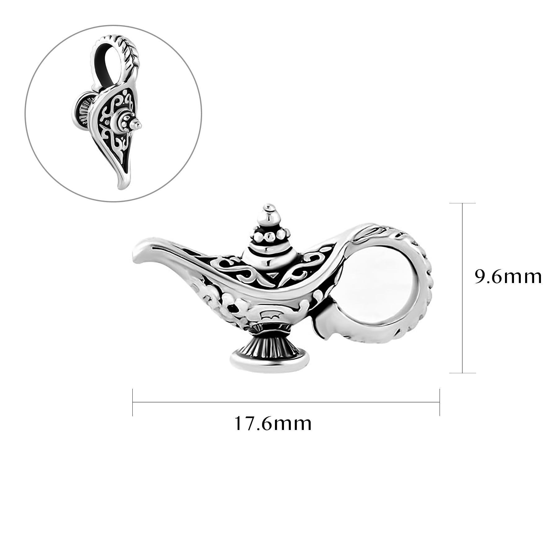 Magic Aladdin Lamp Charm for Pandora Bracelets - Disney Inspired Jewelry Charm for Bracelets & Necklaces - Perfect for Disney Fans & Collectors