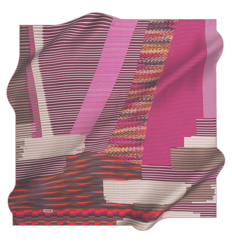 Aker Silk Cotton Patterned Square Scarf #7811 491 - Stylish Fashion Accessory for Women, Perfect for Office, Travel and Special Occasions