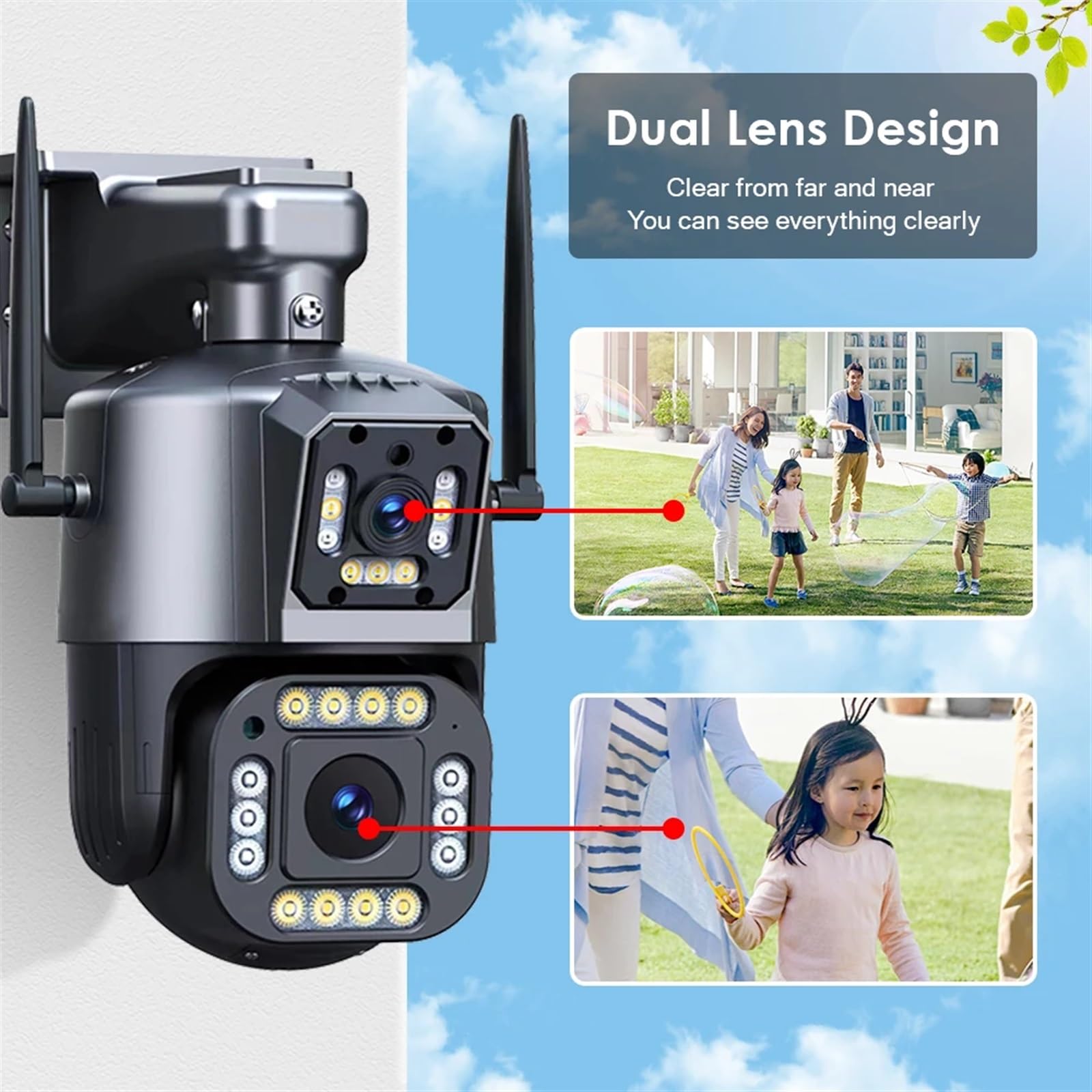 12MP 8K Outdoor PTZ Security Camera with Triple Lens, Dual Screens & 10X Zoom | Auto Human Tracking, Waterproof CCTV for Home & Business Surveillance | Ideal for Driveway, Backyard & Perimeter Monitoring (6K 16MP No SD Card Required)