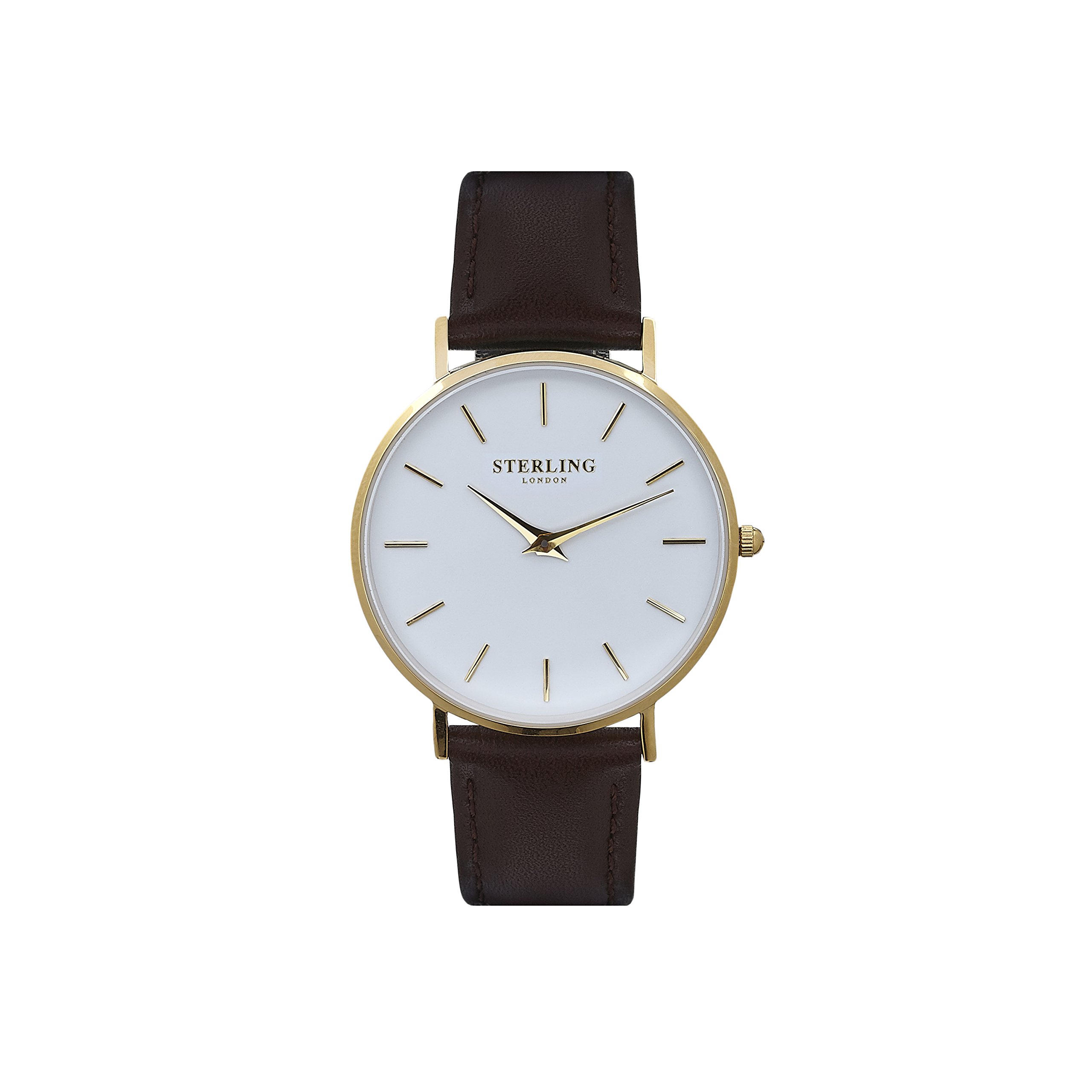 Minimalist Vegan Leather Quartz Crystal Watch for Women - Elegant Ladies Watches in Black, Brown, White with Gold, Rose Gold, Silver Finish | Sterling of London | Perfect for Office, Casual Wear & Gift Giving