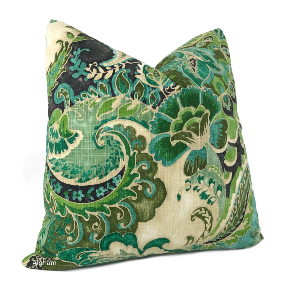 Persephone III Green Multicolor Floral Print Pillow Cover - Decorative Cushion Case for Sofa, Bedroom & Living Room - 18x18 Inches Home Decor Accent