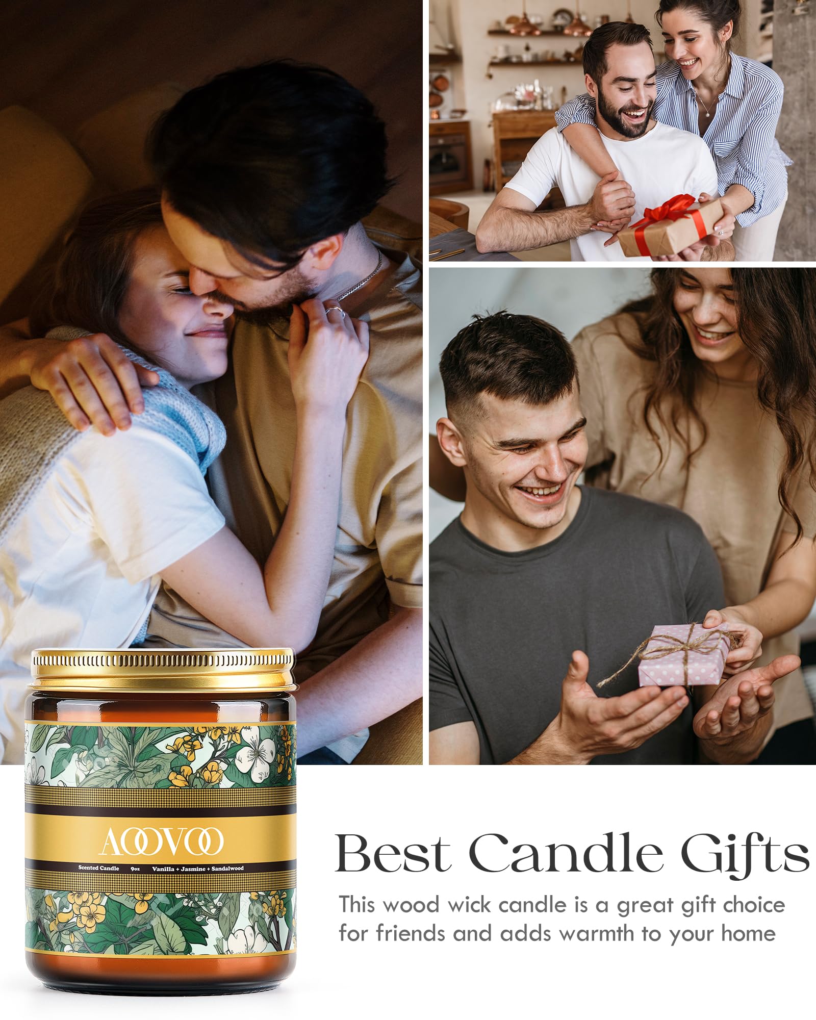 Soy Wood Wick Candles - Vanilla Bean Scent for Relaxation & Gifts