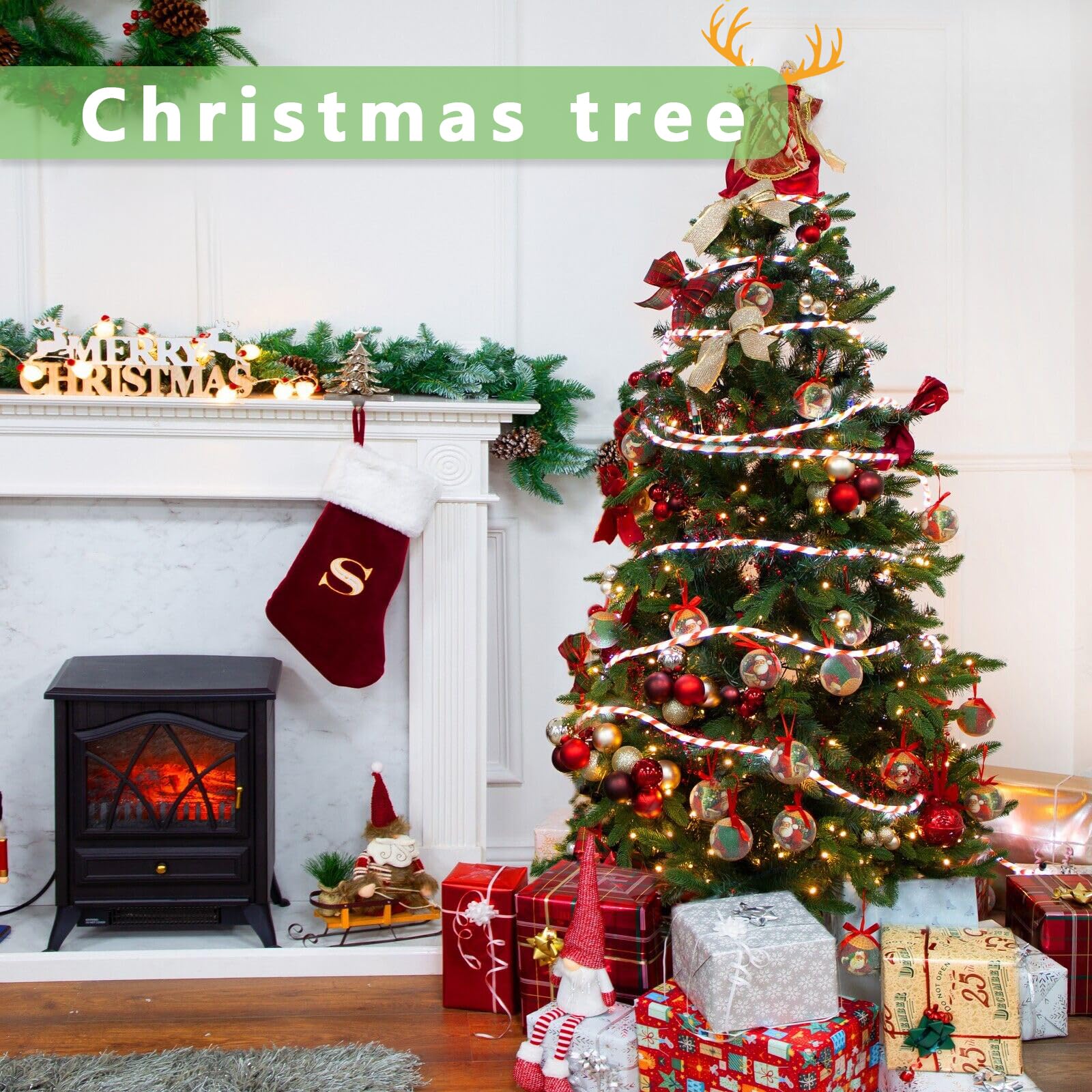 18FT LED Christmas Candy Cane Rope Lights - IP65 Waterproof Connectable Fairy Tube Lights for Outdoor Patio, Garden, Christmas Tree & Holiday Decorations | Perfect for Xmas Party, Winter Wedding & Home Decoration