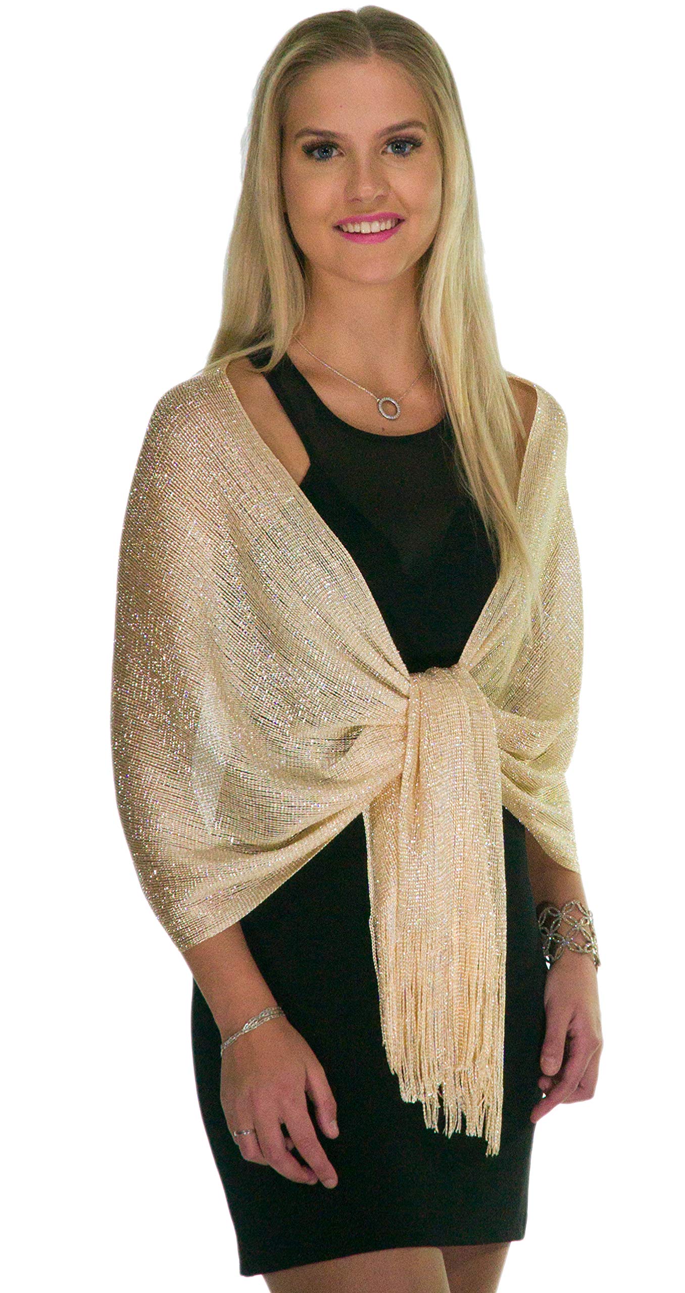 ShineGlitz Metallic Glitter Shawls & Wraps for Women - Elegant Evening Dress Accessories & Sparkling Wedding Gift - Perfect for Formal Events, Parties & Special Occasions