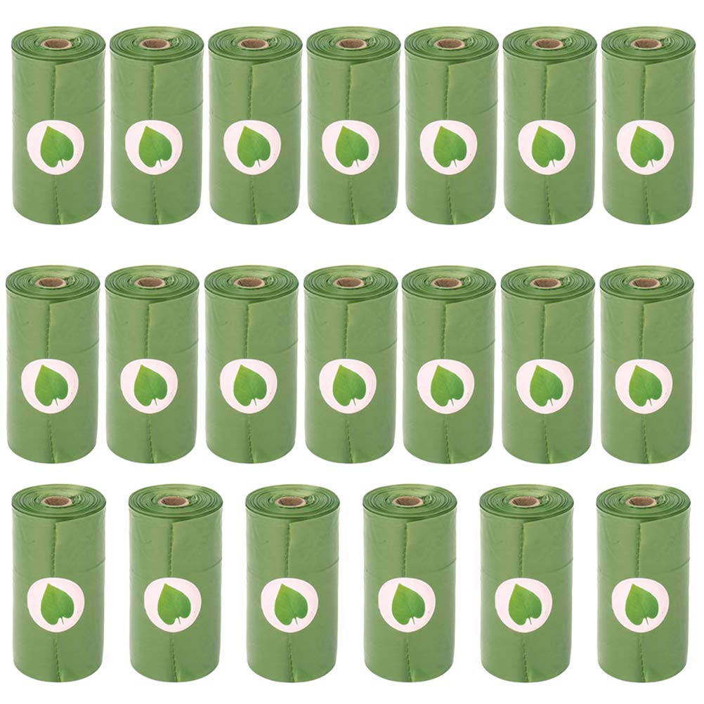 TEHAUX 20 Rolls Biodegradable Dog Poop Bags - Eco-Friendly Pet Waste Bags for Dogs & Cats - Leak Proof & Scented - Perfect for Outdoor Walks, Park Visits & Home Cleanup (Green) - Essential Pet Supplies