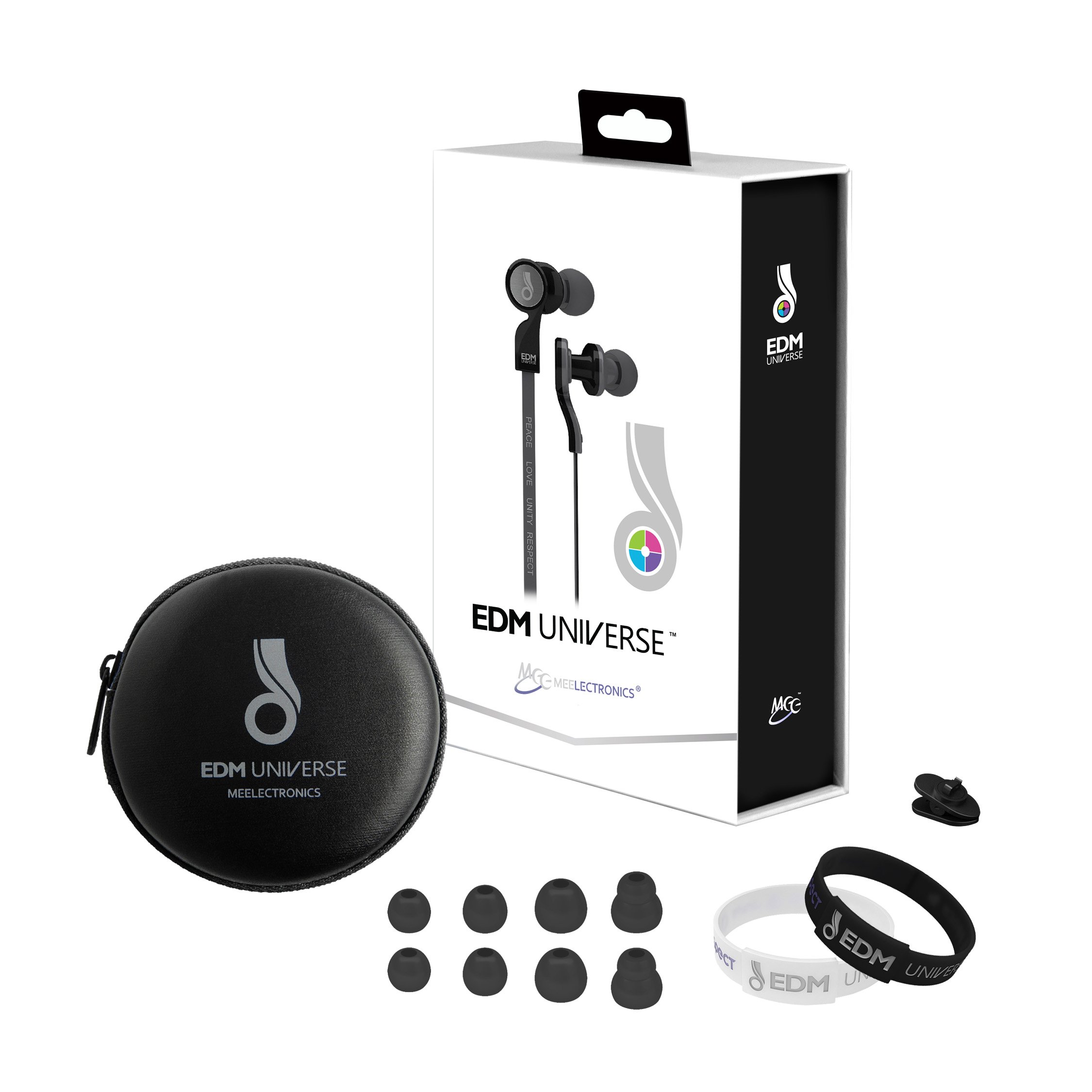 MEE Audio EDM Universe D1P In-Ear Headphones with Mic - Noise Isolating Wired Earbuds for DJs, Gamers & Music Lovers (PLUR/Black) | Perfect for Studio Recording, Gaming & Commuting