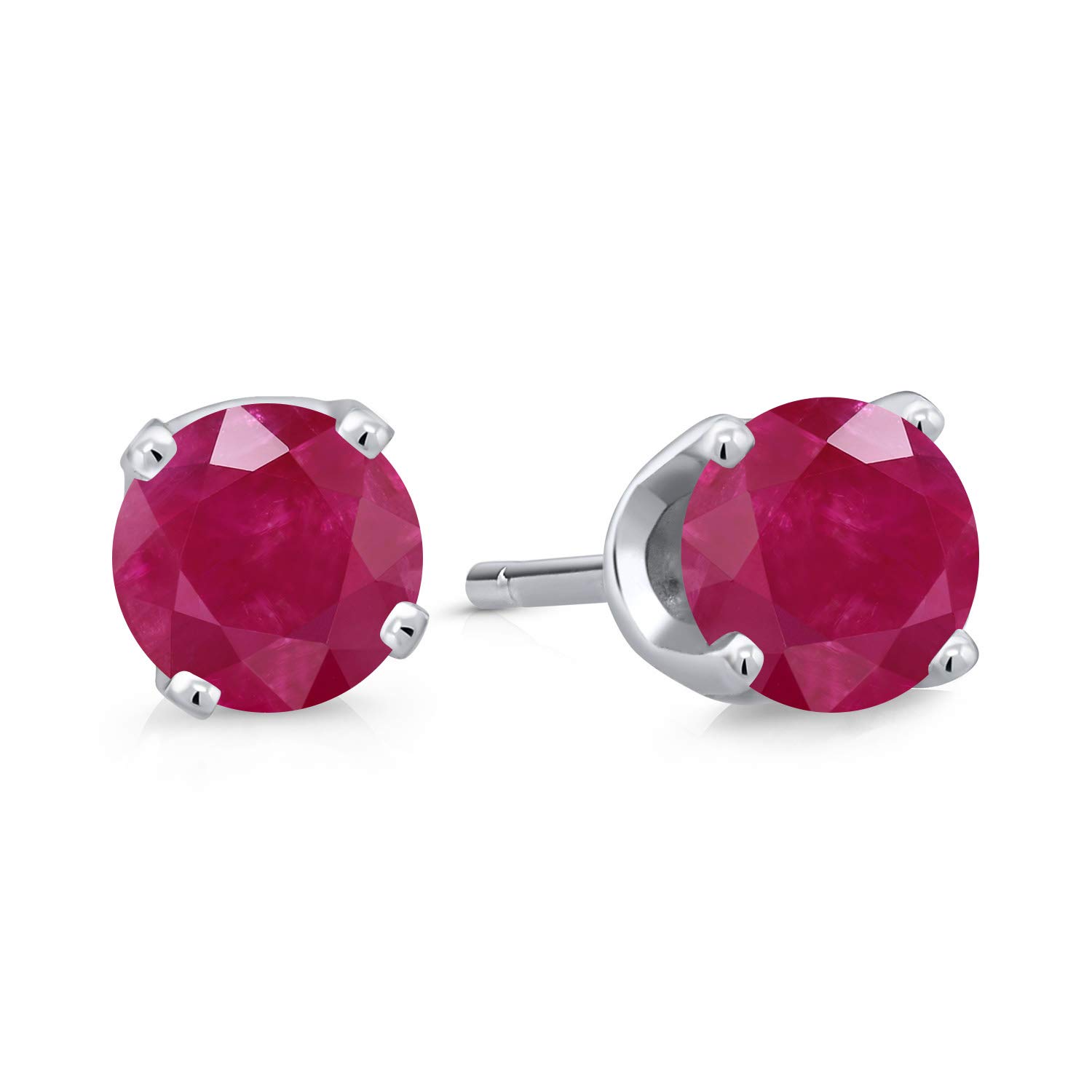 14K White Gold Red Ruby Stud Earrings for Women & Men - 0.31 CTTW Round 3MM Gemstone Birthstone Jewelry | Perfect Gift for Anniversary, Valentine's Day & Special Occasions