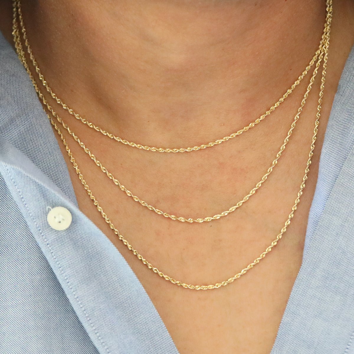 10k Yellow Gold Classic Rope Chain Necklace for Women - Elegant Layering Jewelry for Everyday Wear, Date Nights & Special Occasions