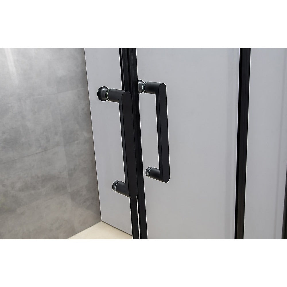 1400mm - 1600mm Black Sliding Door Safety Glass Shower Screen by Della Francesca | Modern Bathroom Enclosure for Walk-in Showers & Spa Bathrooms