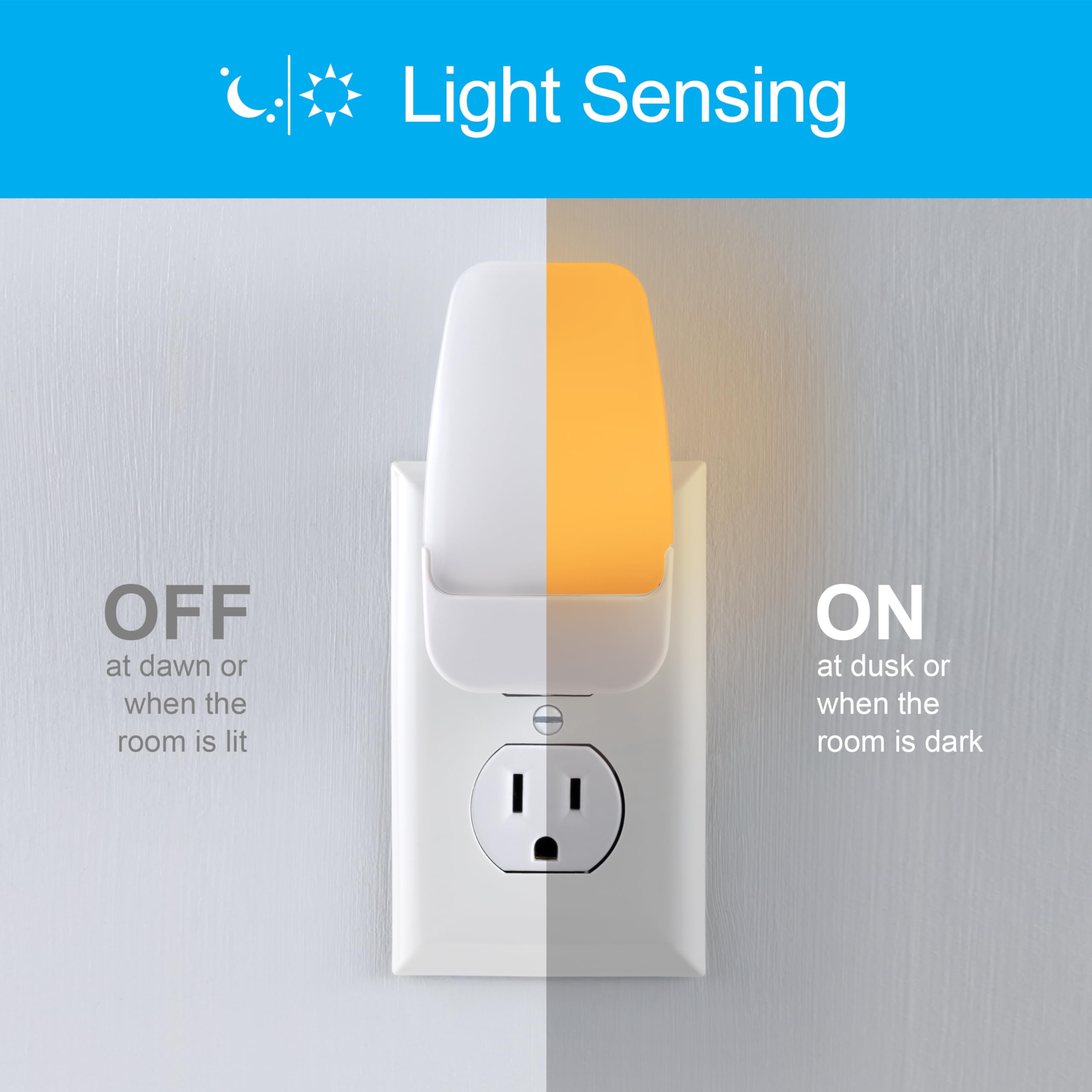 GE LED Night Light Plug-in with Dusk to Dawn Sensor, Amber Sleep Light for Bedroom, Bathroom, Nursery - 2 Pack | Energy Efficient Ambient Lighting for Kids & Adults | Perfect for Hallways, Kitchens & Safe Nighttime Navigation
