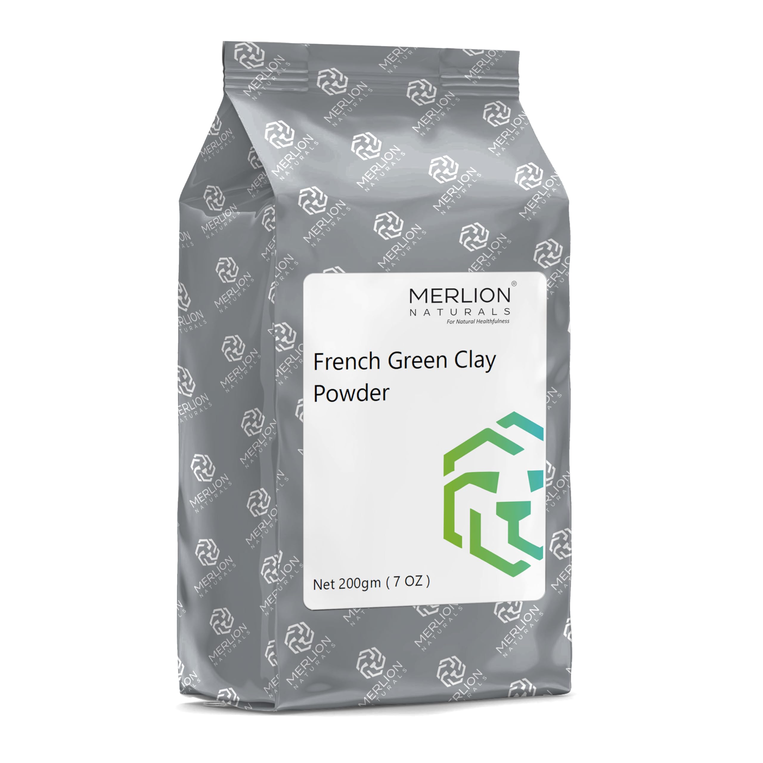 Merlion Naturals French Green Clay Powder 200g | All-Natural Pure Herbs for Healthy Hair & Skin | Face Mask, Body Scrub & Hair Treatment for Detox & Glow