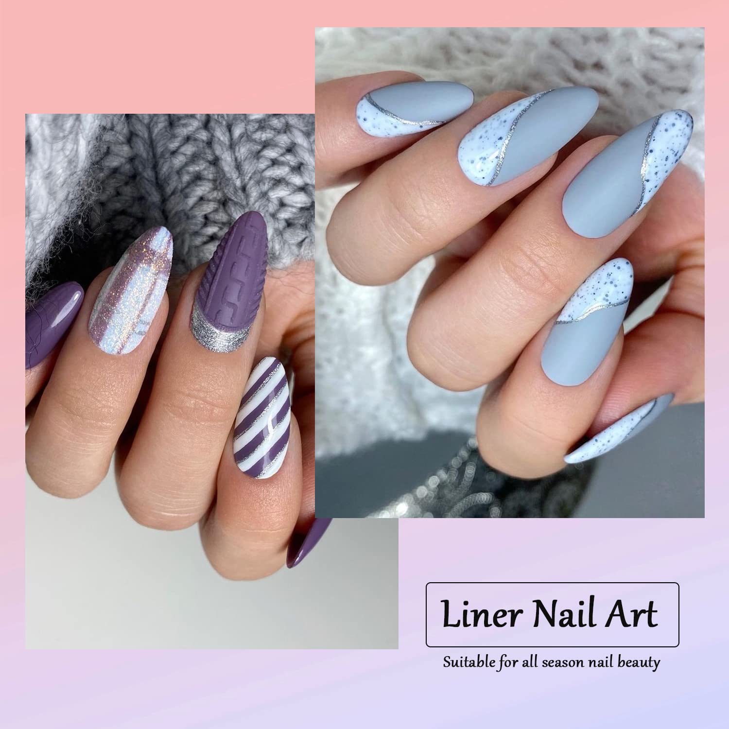 Glitter Silver Gel Polish for Nails - Vnicesli Soak Off UV/LED Nail Art Gel with Thin Brush, Christmas Manicure & Party Nail Design Kit (Perfect for Holiday Parties, Weddings & Special Occasions)