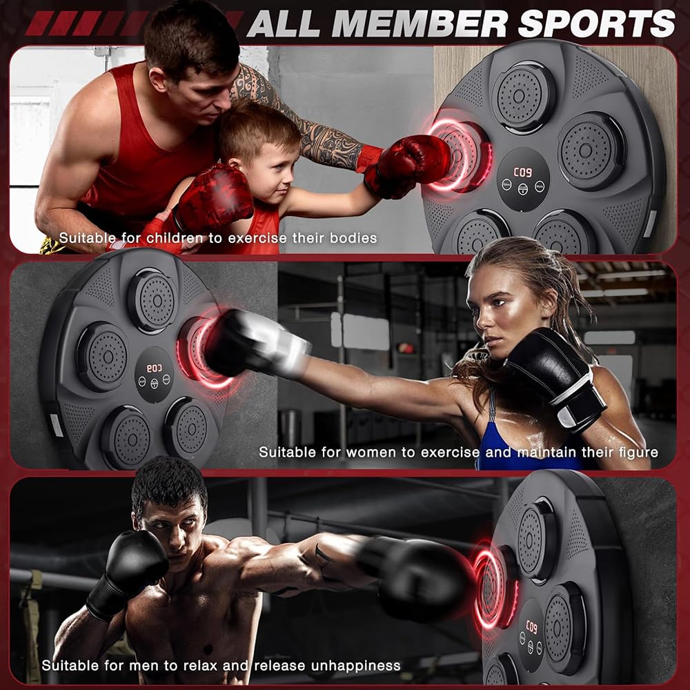 Bluetooth Smart Boxing Board - Electronic Punching Game Equipment with Gloves, USB Boxing Training Machine for Adults & Teens | Wall Mounted Music Boxing for Home & Gym Workouts | Perfect for Fitness Training, Stress Relief & Interactive Entertainment
