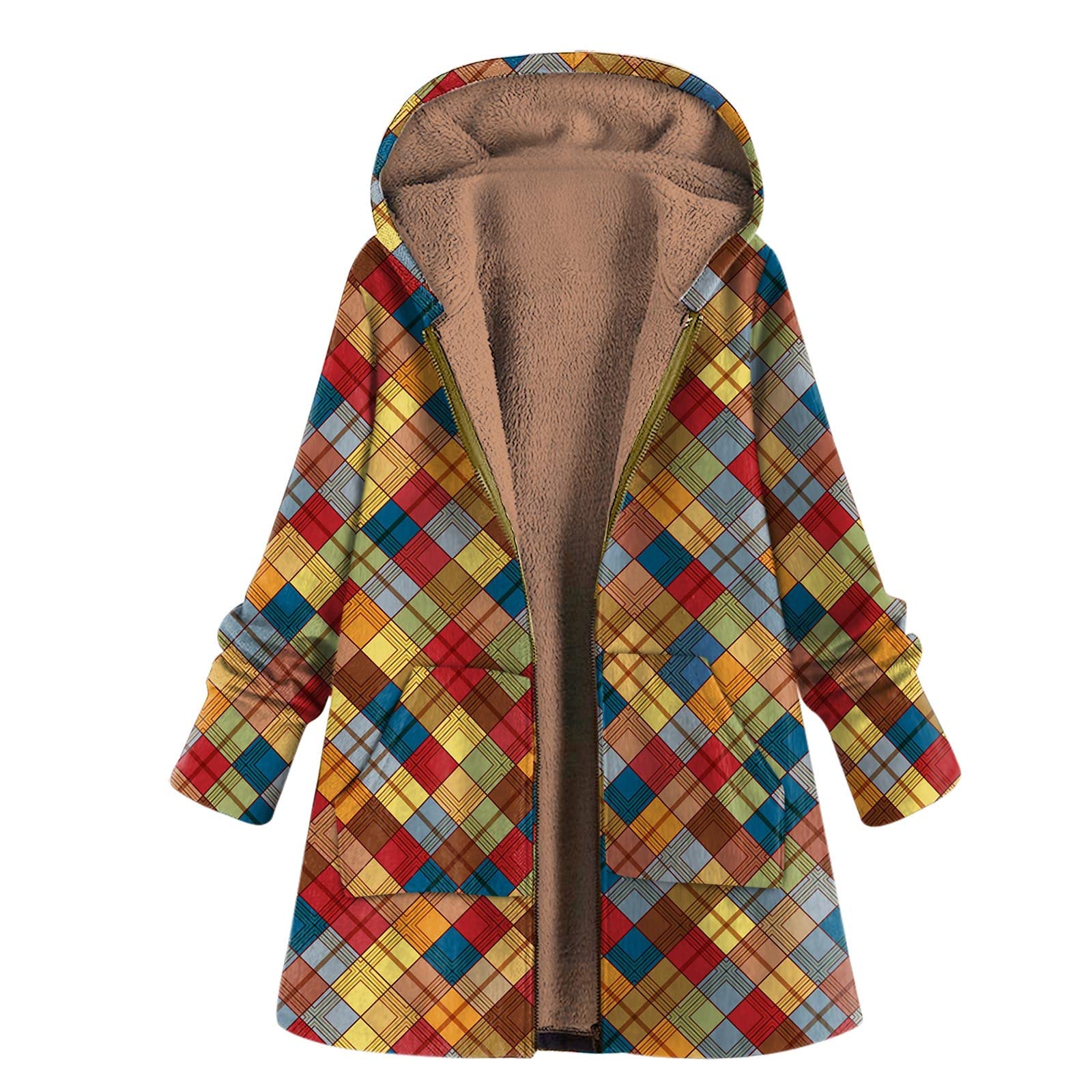 Women's Winter Fleece Hooded Jacket - Soft Plush Printed Pullover Coat for Casual Outfits & Outdoor Activities | Cozy Warm Hoodie for Women