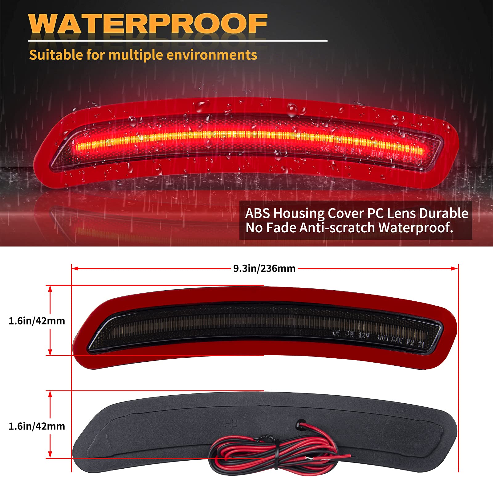 POPMOTORZ 72 SMD LED Rear Fender Side Marker Lights - Smoked Lens Red Daytime Running Lights & Parking Lamps for 2020-2021 Toyota Supra (2-Pack) | Enhanced Visibility & Style Upgrade for Night Driving & Car Customization