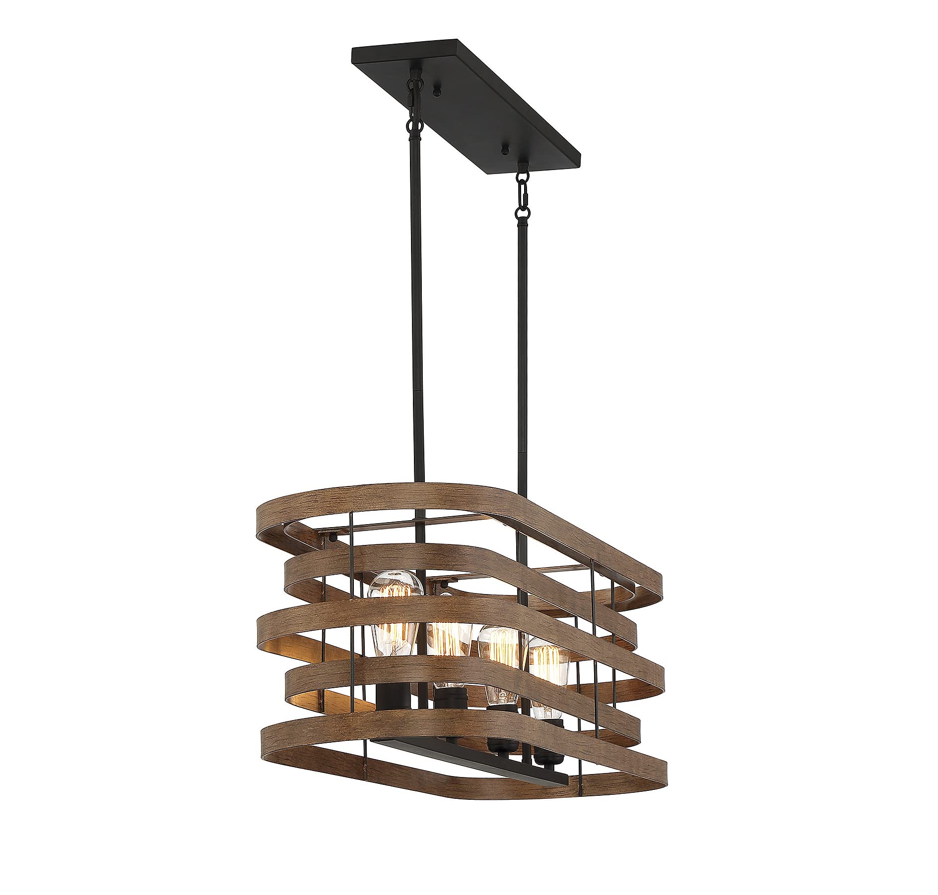 Savoy House Blaine 4-Light Linear Chandelier in Natural Walnut with Black Accents - 10