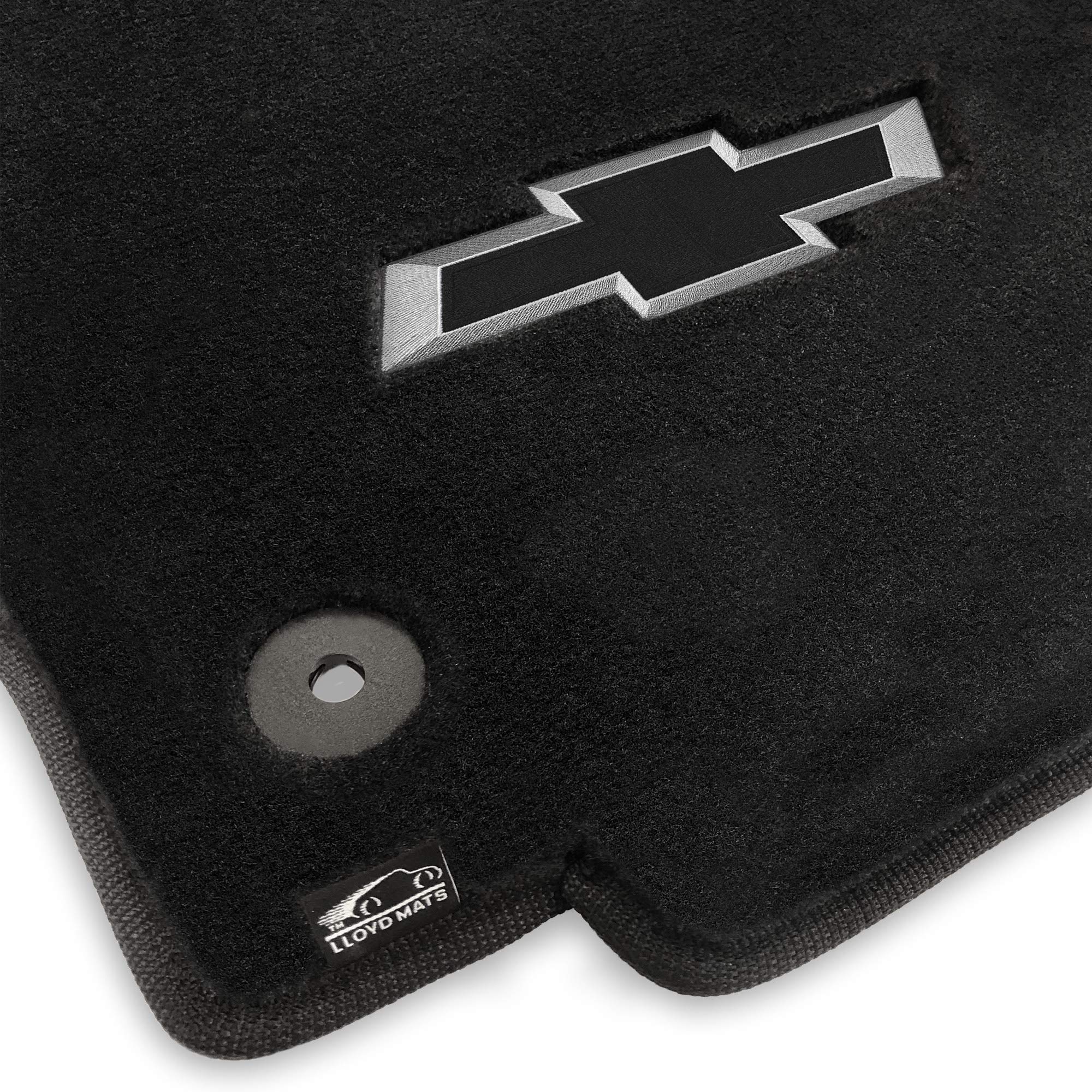 Premium Custom-Fit Carpet Floor Mats for Chevy Equinox 2018-2024 - 3-Piece Set (Front & Rear) - Charcoal with Bowtie Logo | Luxury Car Interior Accessories for Comfort & Protection