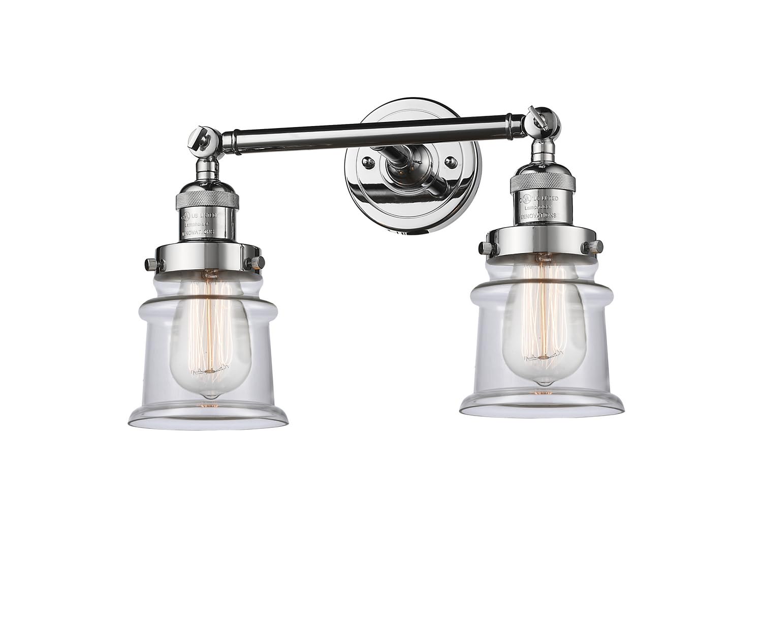 Franklin Restoration Collection 208L-PC-G182S-LED 2-Light Polished Chrome Bathroom Vanity Light - Perfect for Small Spaces & Modern Bathroom Decor