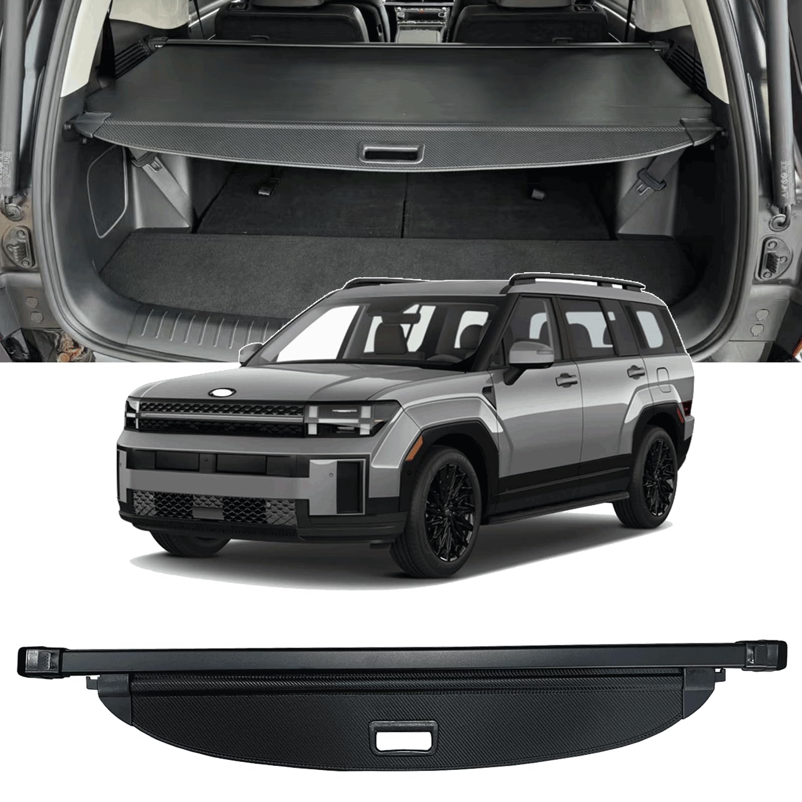 2024-2025 Hyundai Santa Fe Retractable Cargo Cover - Trunk Security Shade & Privacy Screen Protector | Perfect for Road Trips, Grocery Hauling & Vehicle Protection