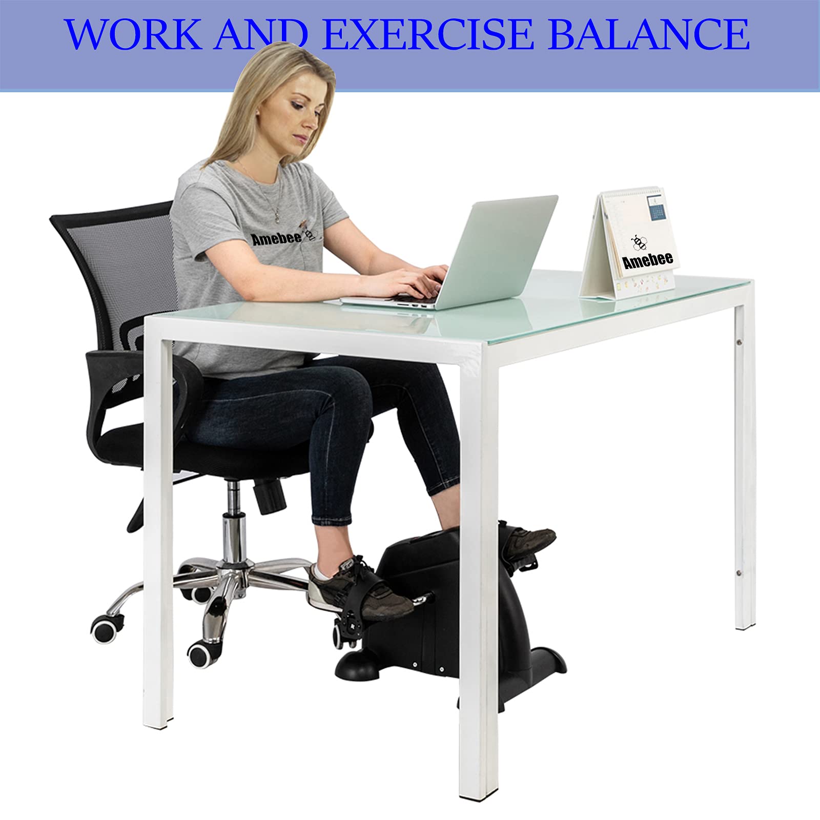 Portable Mini Exercise Bike for Home & Office - Hand & Foot Pedal Fitness Equipment for Strength Training, Cardio Workout - Compact Home Gym Equipment (Black) - Perfect for Small Spaces, Work Breaks & Physical Therapy