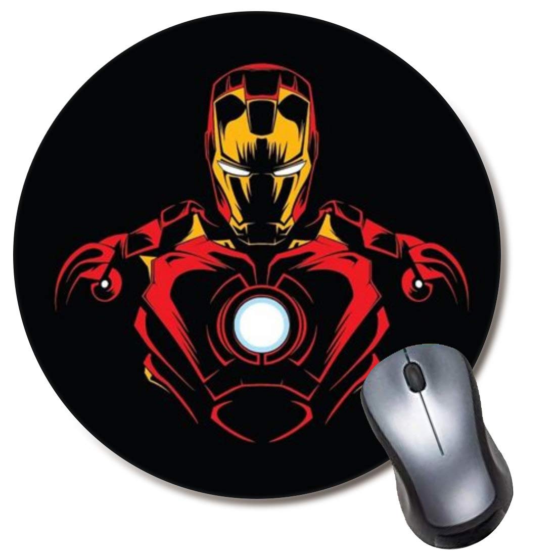 Round Gaming Mouse Pad - Non-Slip Computer Mouse Mat for Laptop & Desktop, Cute Superhero Iron Man Design for Kids & Office Gifts | Perfect for Gaming, Work & Home Office Use