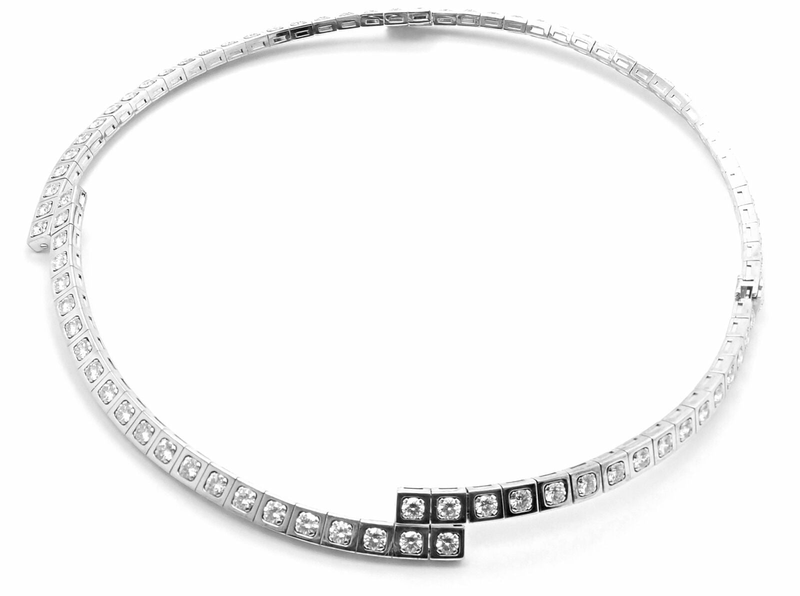 Authentic Cartier Tectonique 18k White Gold Diamond Tennis Necklace - Luxury Jewelry for Women, Elegant Gift for Anniversary & Special Occasions