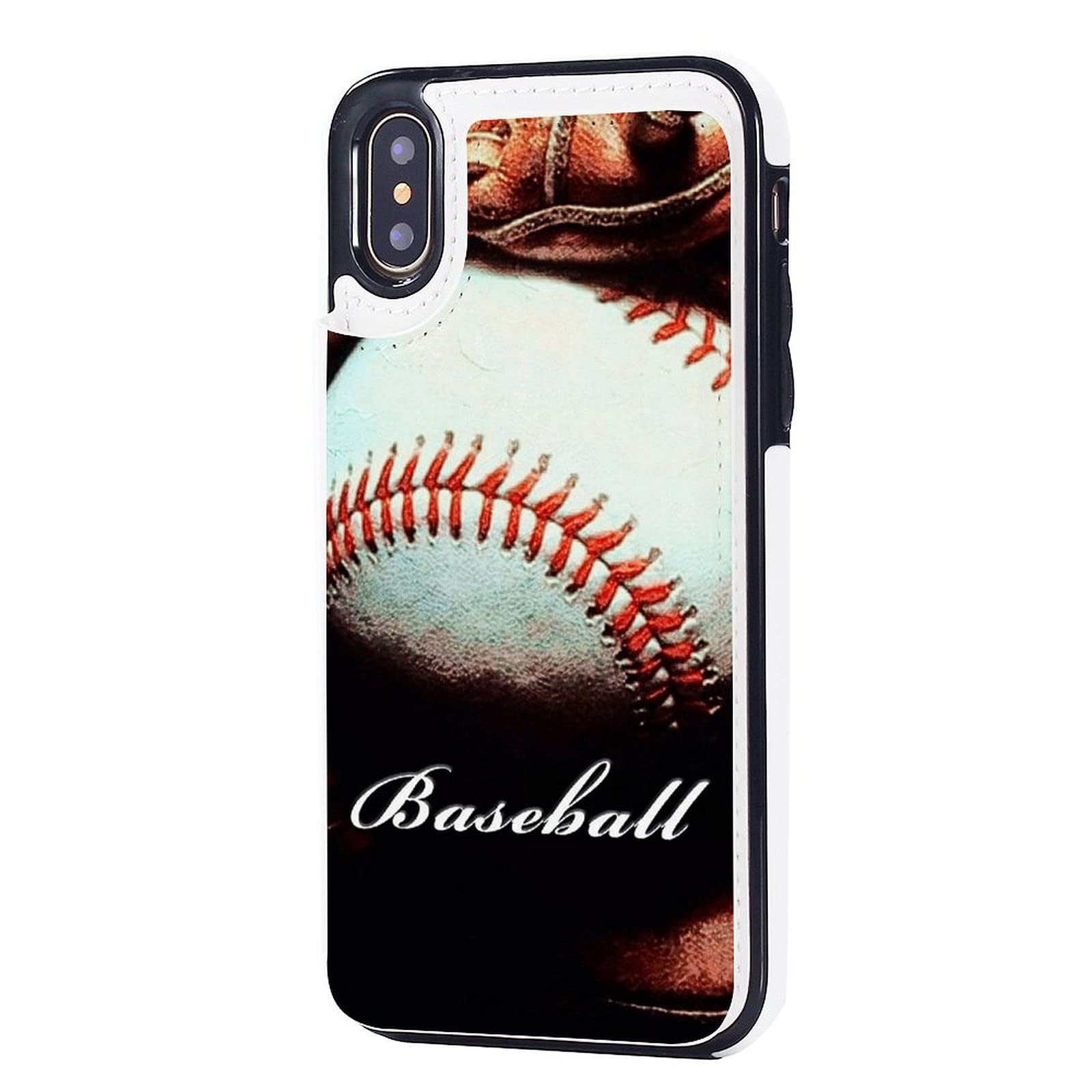 Premium Leather Wallet Case for iPhone X/XS - Baseball Glove Design with Card Slots & Magnetic Closure | Slim TPU Folio Stand Case for Everyday Use & Sports Fans