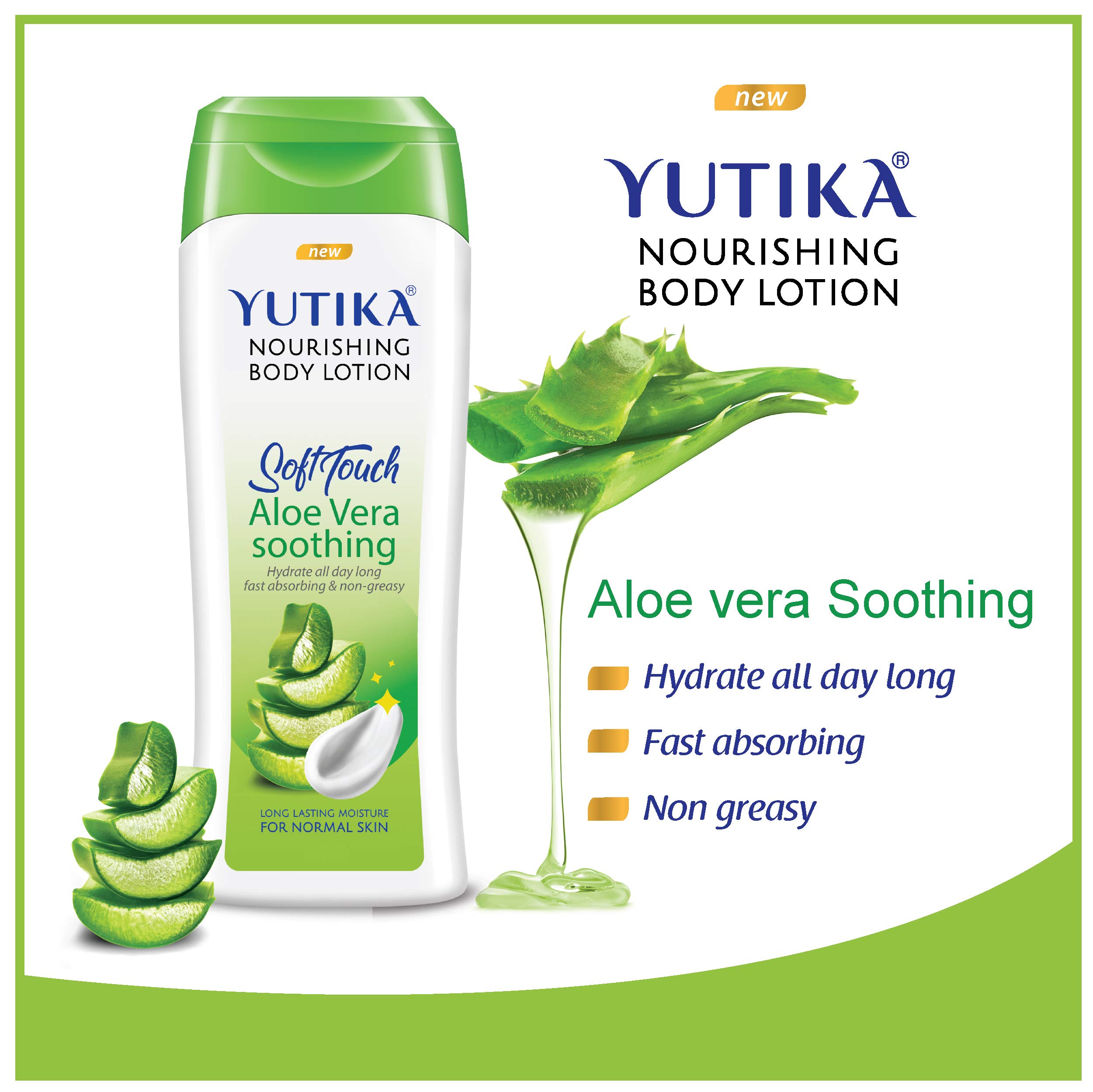 Yuthika Aloe Vera Body Lotion 200ml with Moisturizing Cream 100ml - Hydrating & Nourishing Winter Lotion for Dry Skin on Face, Hands & Body | Non-Greasy Formula for Instant Hydration | Perfect for Daily Skincare & Cold Weather Protection