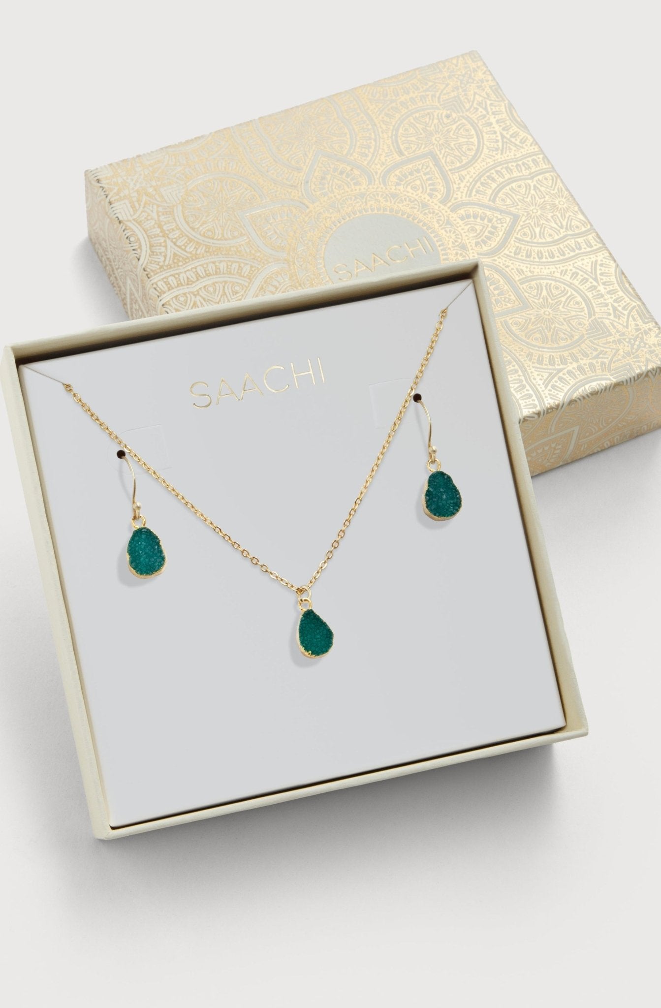 Mini Druzy Earring and Necklace Set - Dainty Crystal Jewelry for Women | Perfect for Everyday Wear, Date Night & Special Occasions