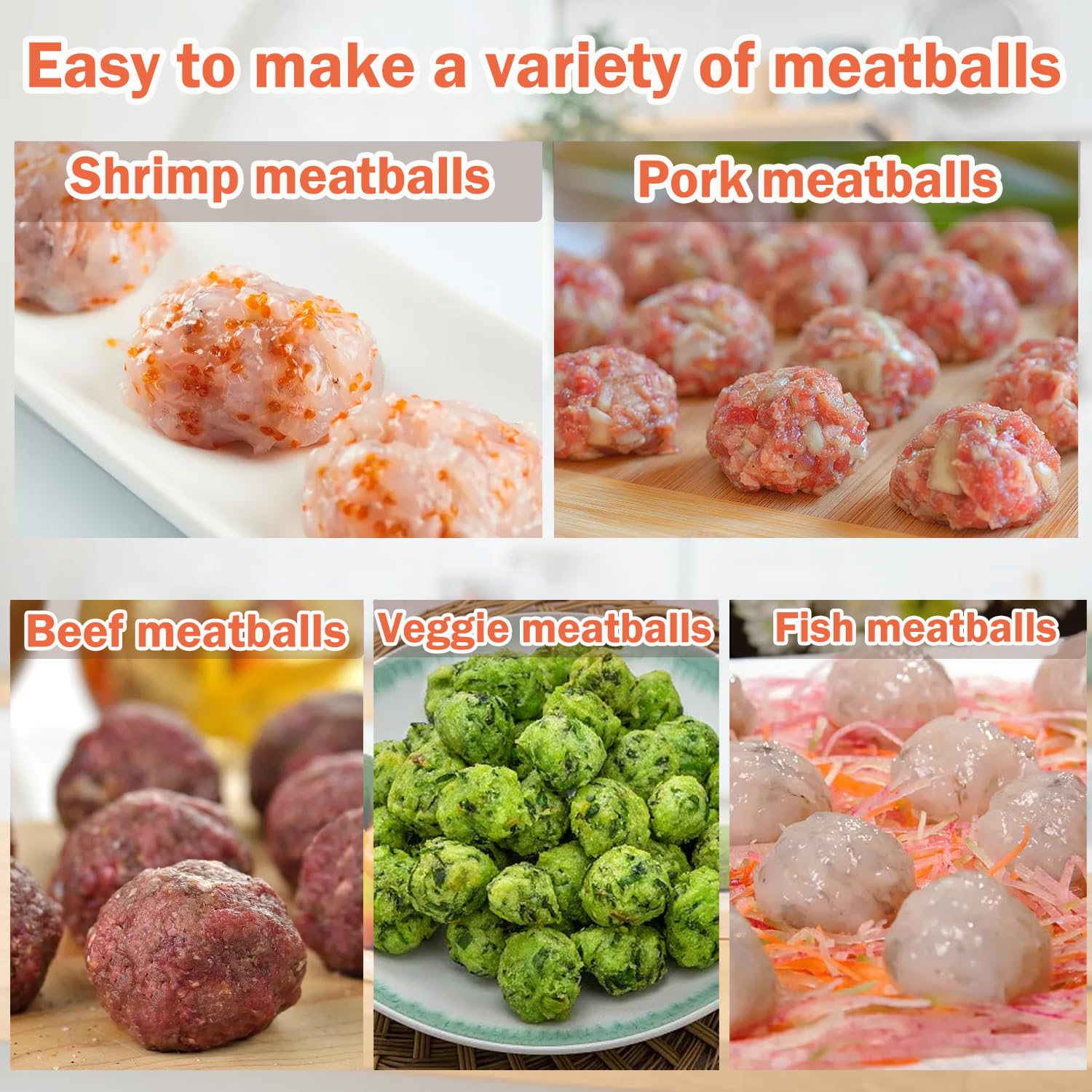 **4-in-1 Stainless Steel Meatball Maker Tool – Meatball Scoop & Mold Set with Spoon (4 Tubes) – Perfect for Homemade Meatballs, Burgers, and Meatloaf – Ideal for Home Chefs & Meal Prep**