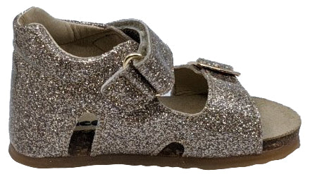 Falcotto Girls' Bea Glossy Open Toe Sandals - Platinum | Comfortable Kids' Summer Shoes for Beach, Pool & Outdoor Play