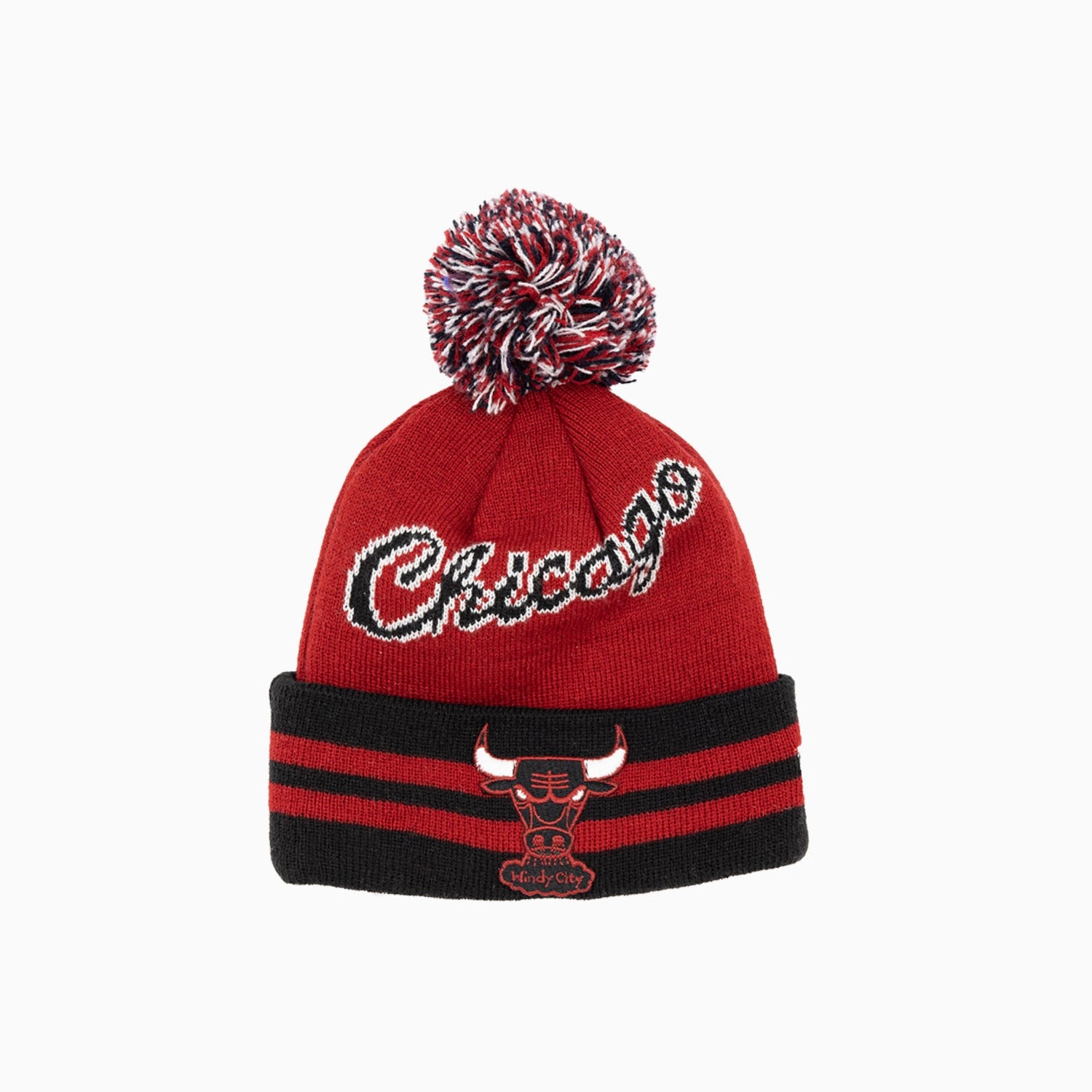 Chicago Bulls NBA Kids' Pom Beanie Knit Hat - Winter Warm Cuffed Skull Cap for Boys & Girls - Perfect for Basketball Games & Outdoor Activities