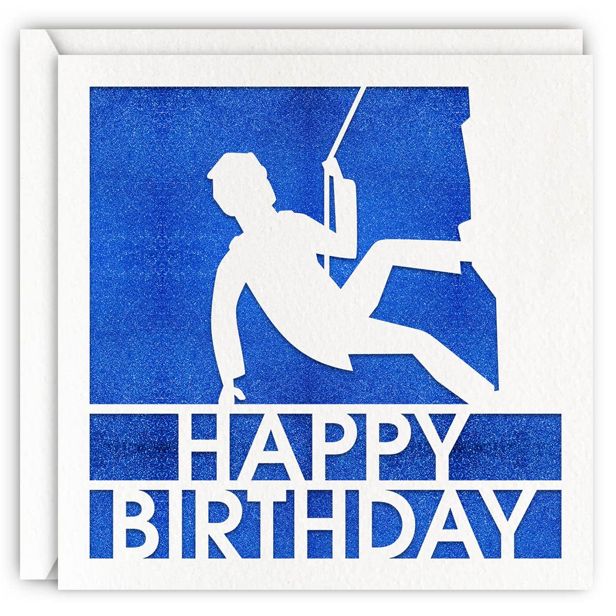 Blue Rock Climbing Birthday Card - Glitter Laser Cut Greeting Card for Surfers, Men & Boys | Perfect for Outdoor Enthusiasts & Adventure Lovers