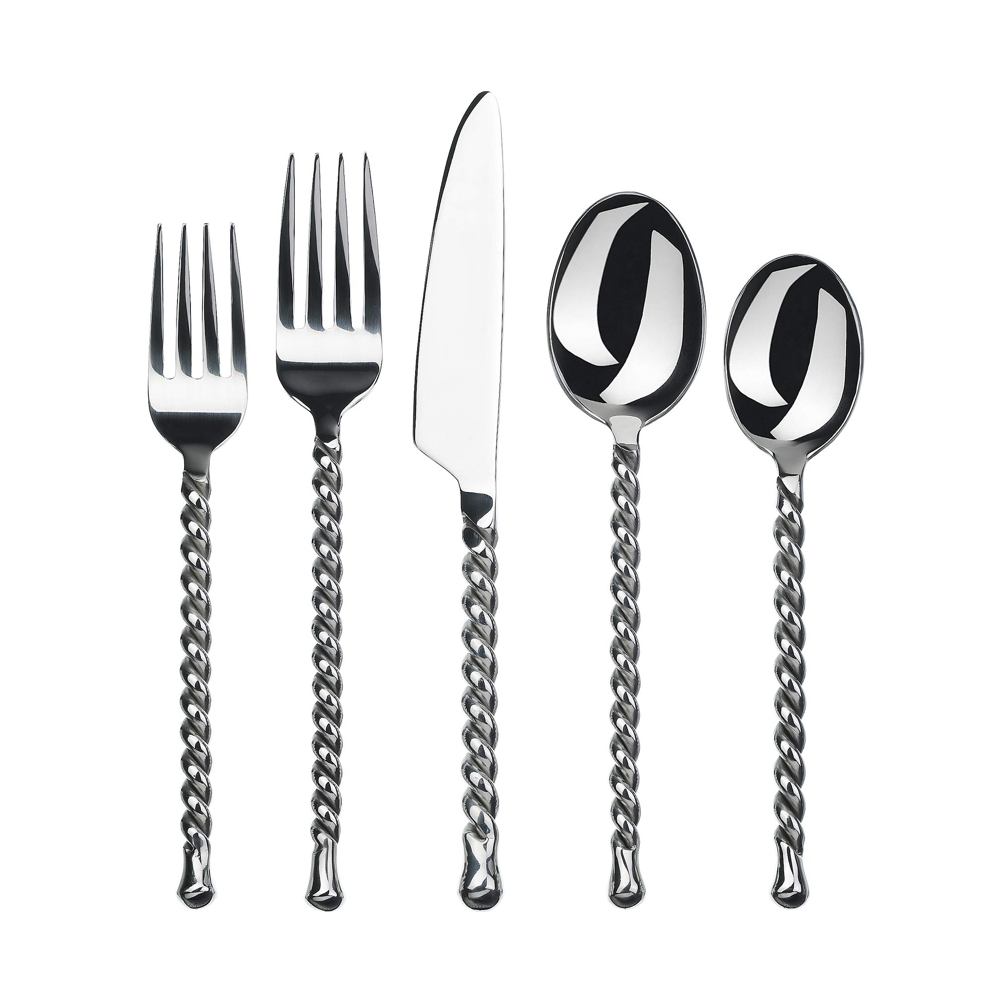 Gourmet Settings 20-Piece Silverware Set - Premium Polished Stainless Steel Flatware Collection (Service for 4) - Knife, Fork & Spoon Cutlery Set - Dishwasher Safe - Perfect for Dinner Parties, Weddings & Upscale Dining