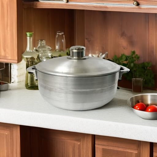 Premium Wee's Beyond Heavy Gauge Caldero Dutch Oven with Aluminum Lid - 4.8 Quart Silver Pot for Baking, Braising & Slow Cooking - Perfect for Soups, Stews, Casseroles & Family Meals