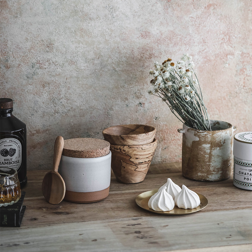 Ceramic Utility Jar with Cork Lid - Airtight Storage Container for Kitchen, Bathroom & Office - Perfect for Spices, Coffee, Tea, Cotton Balls & More