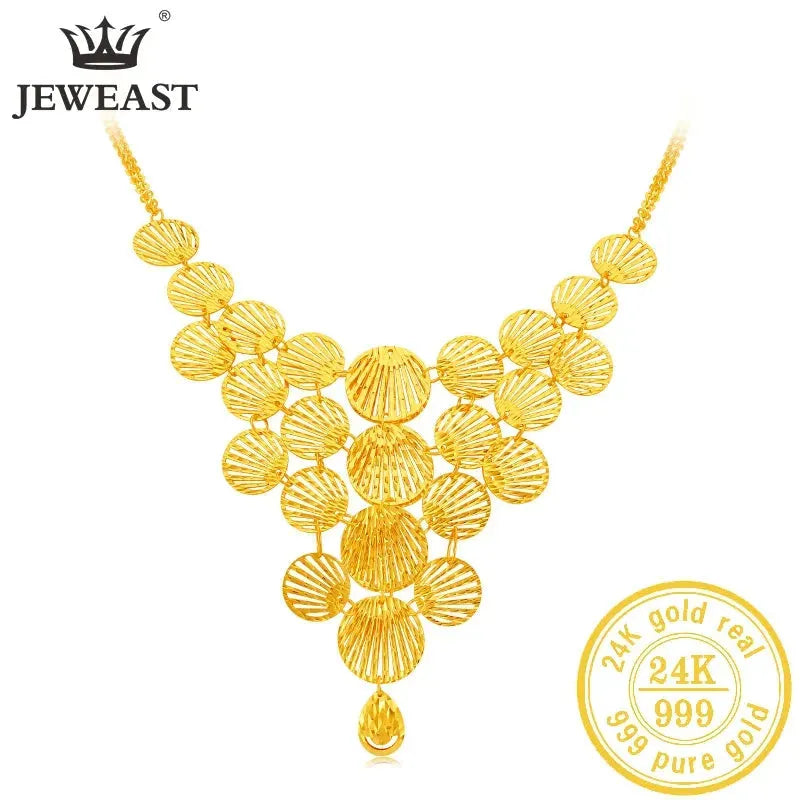 24K Pure Gold Necklace Real AU 999 Solid Gold Chain for Women - Elegant Classic Trendy Jewelry Gift for Birthday, Anniversary & Party | Durable & Hypoallergenic Fine Jewelry