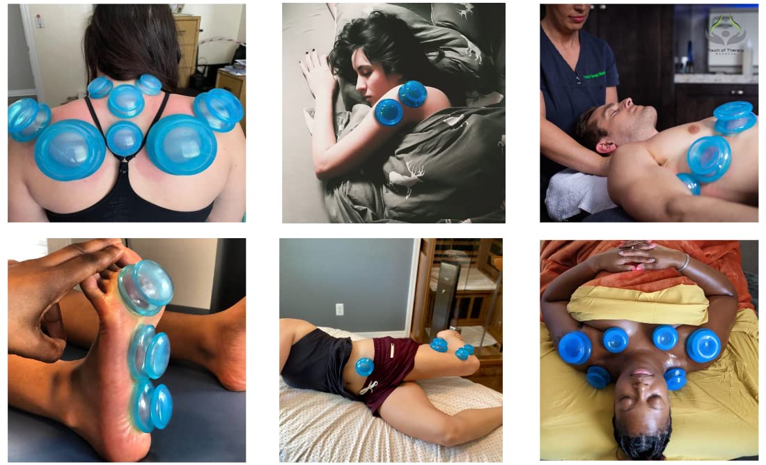 Professional 8-Piece Silicone Cupping Therapy Set - Massage Cups for Myofascial Release, Pain Relief & Cellulite Reduction - Lure Blue - Perfect for Home Spa, Physical Therapy & Holistic Wellness