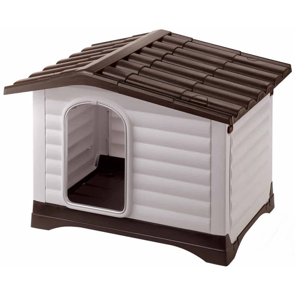 Ferplast DOGVILLA 90 Outdoor Dog House - Durable Thermoplastic Resin Kennel with Side Opening Panel - Perfect for Backyard, Patio & Garden Use