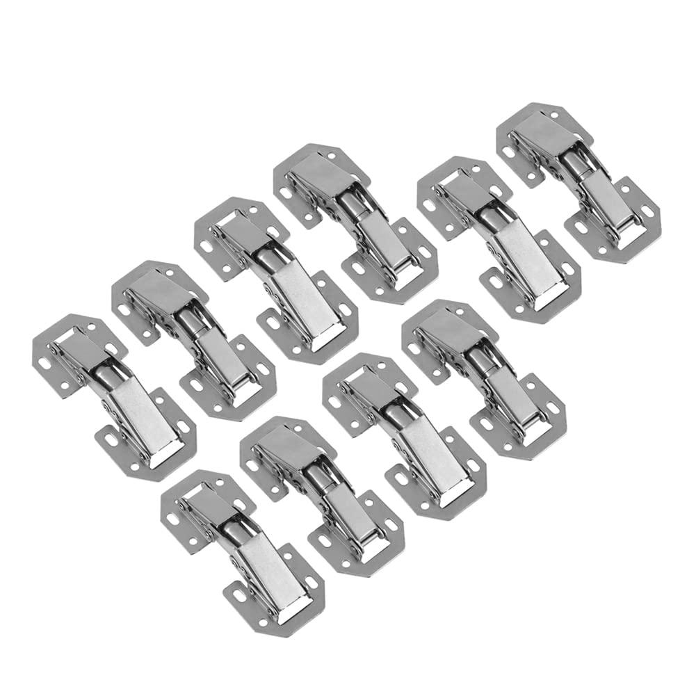 10pcs Cold Roll Steel Hydraulic Cabinet Door Hinges with Damper Buffer - Soft Close Furniture Drawer Connector with 8 Mounting Holes for Kitchen Cabinets, Wardrobes & Office Furniture