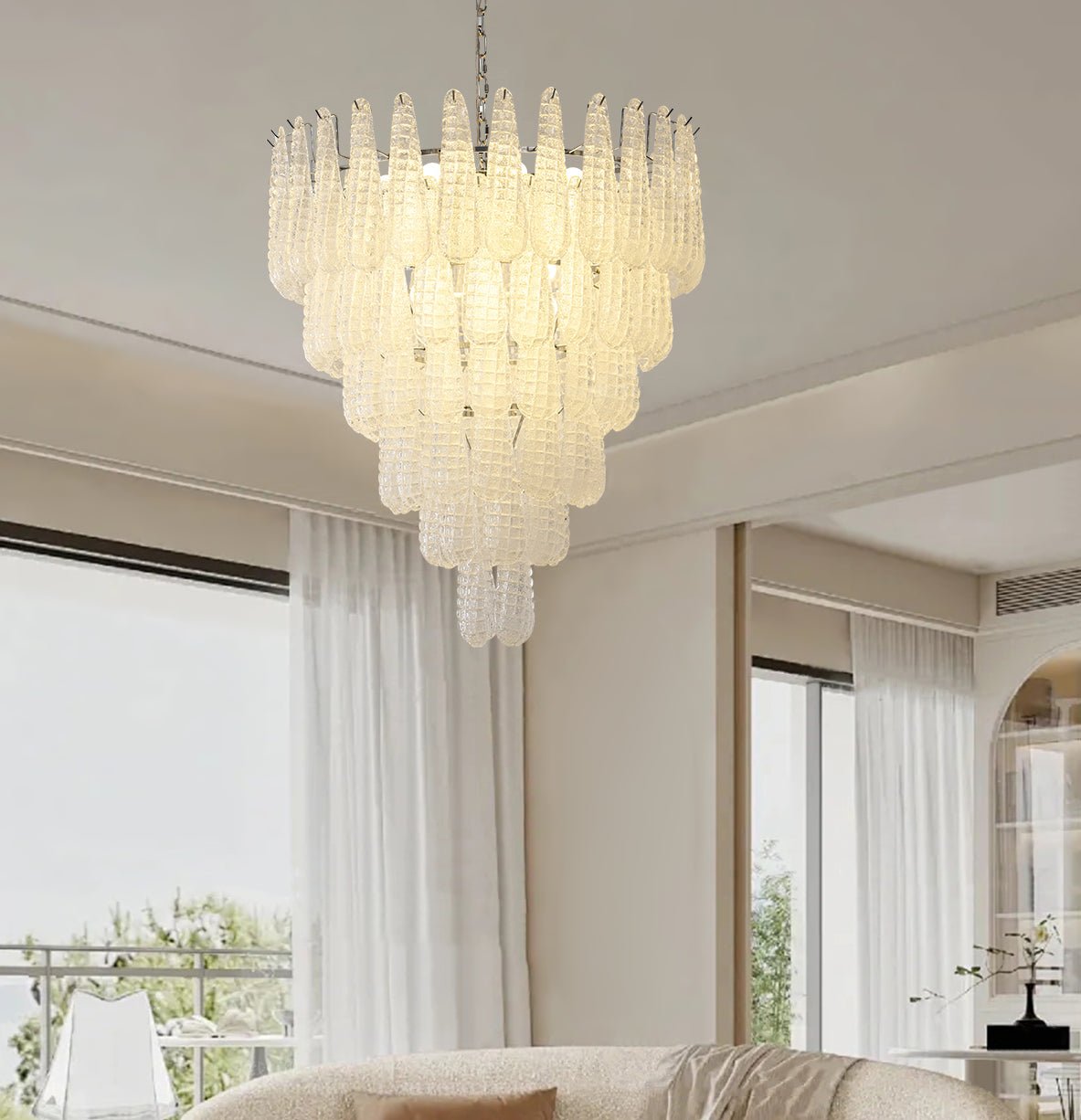 Exquisite Murano Glass Pinecone Chandelier - Handcrafted Italian Crystal Ceiling Light Fixture for Dining Room, Living Room & Bedroom Decor