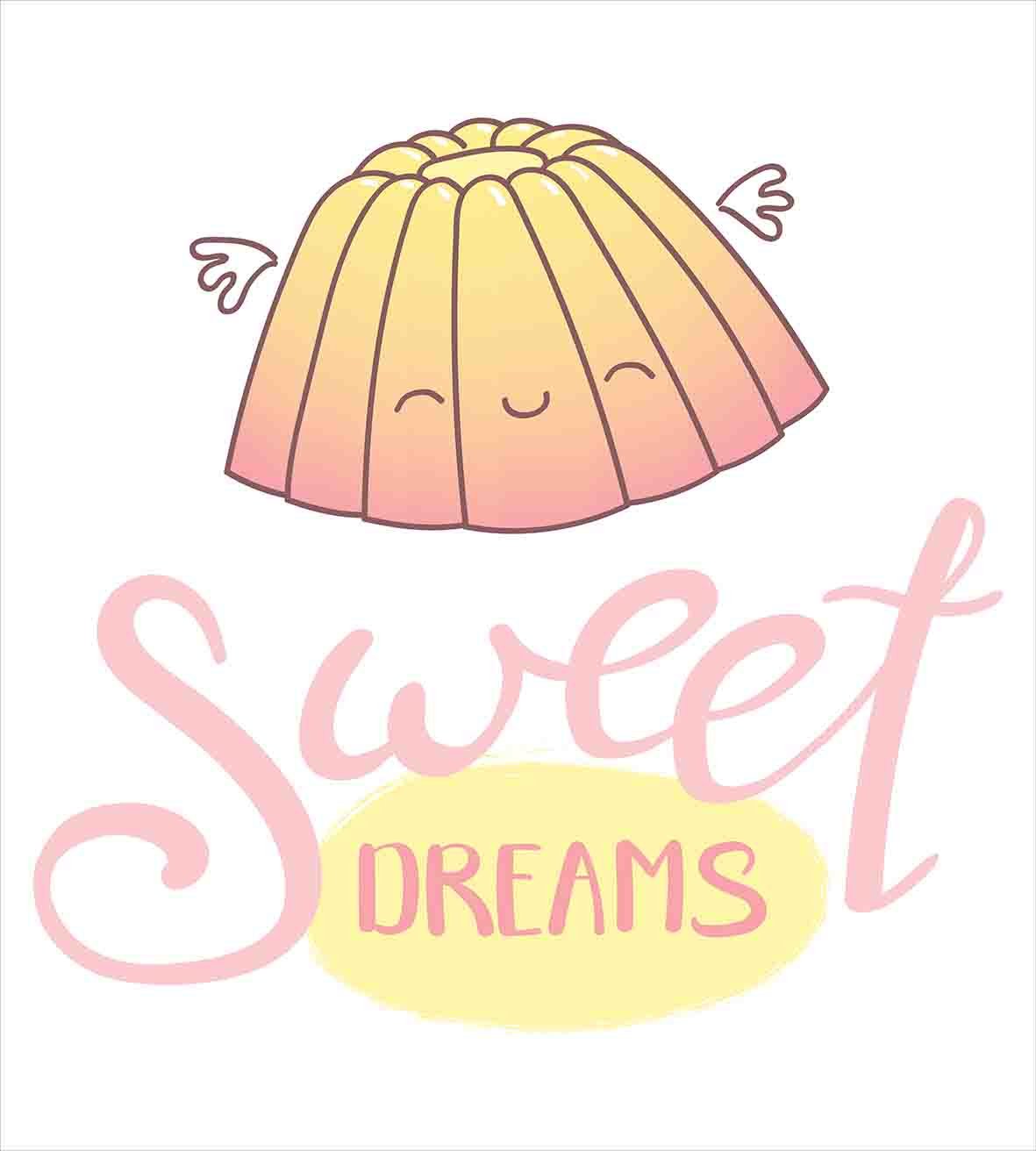 Ambesonne King Size Duvet Cover Set - 3 Piece Bedding with 2 Pillow Shams, Sleeping Jelly with Wings Design & Hand Lettered Dessert Theme in Cream Pink | Soft Luxury Bedding for Master Bedroom, Guest Room & Dorm Decor