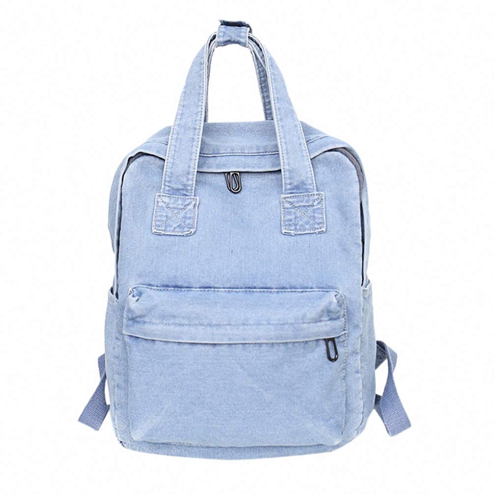 Stylish Denim Women's Solid Color Backpack - 20 Inch High Capacity Laptop Bag for School & College Students (Blue) - Perfect for Daily Commute, Campus Life & Travel Accessories