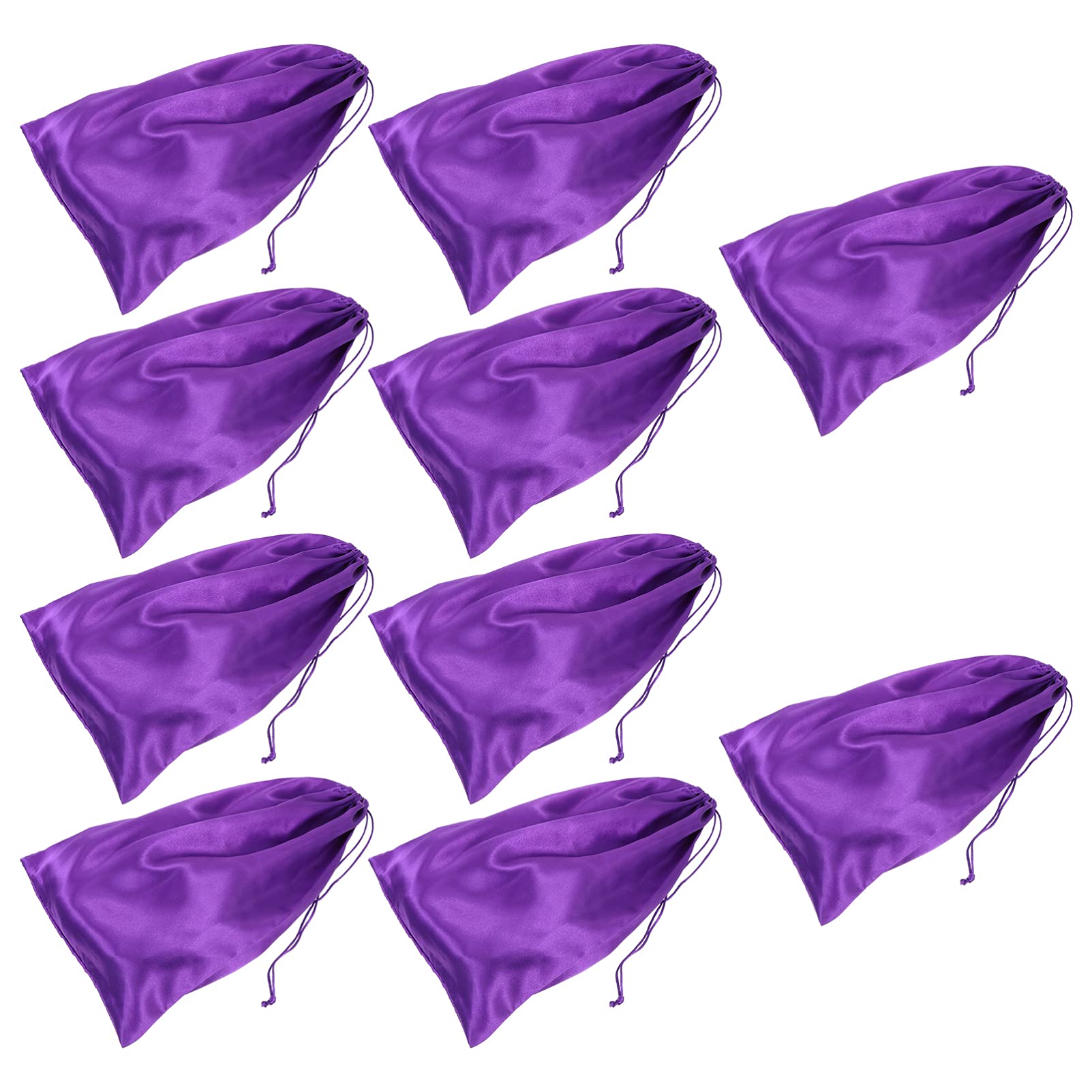 Beaupretty 10 Pack Satin Wig Storage Bags - Soft Silky Hair Organizer Pouches for Wigs, Extensions & Hair Tools - Travel & Home Use - Purple