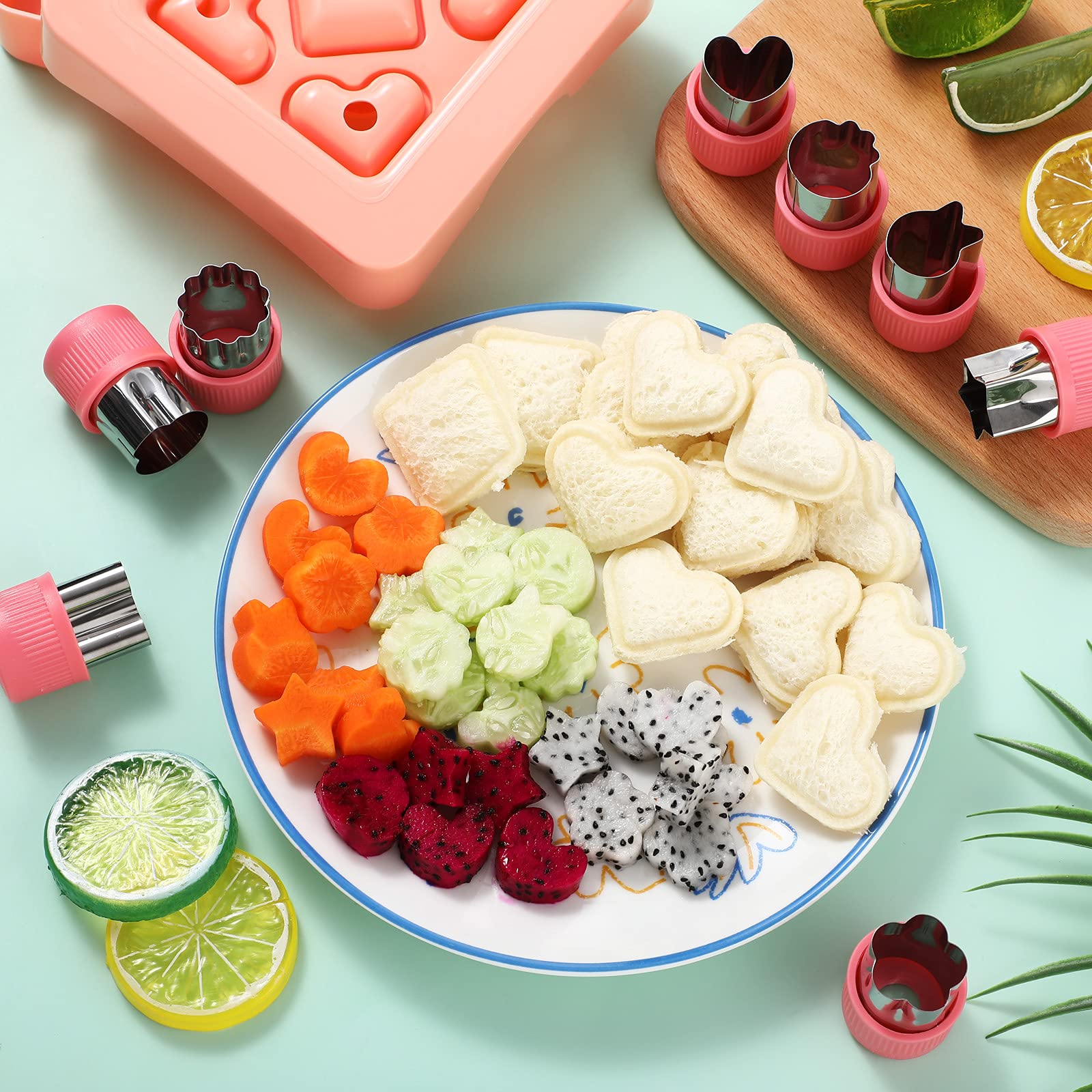 9-Piece Mini Sandwich Cutter Set - Fun Shapes for DIY Bento Box, Fruits & Vegetables - Crust Remover & Sealer for Kids Lunch - Perfect for School, Picnics & Party Snacks